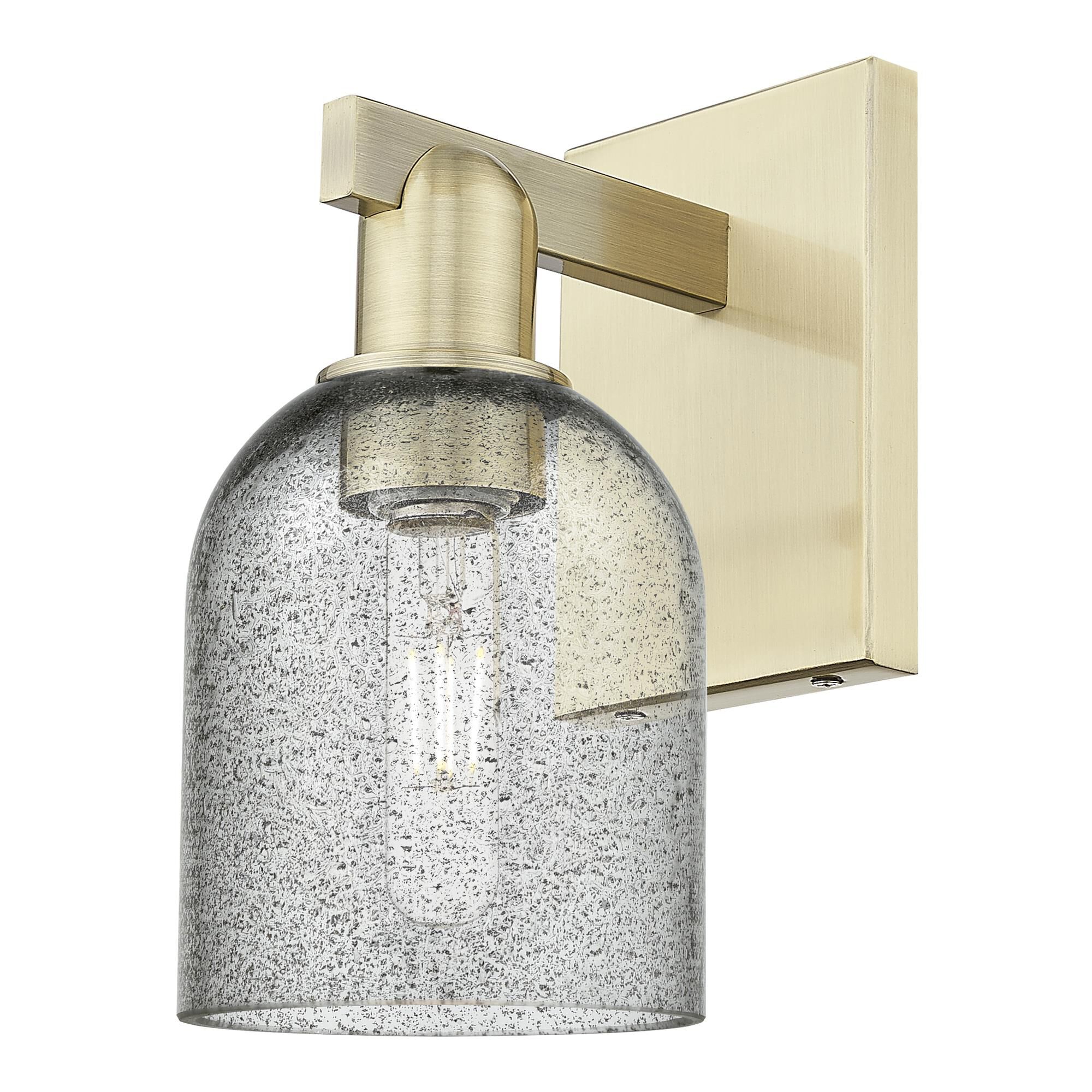 Shown in Antique Brass finish and Charcoal glass