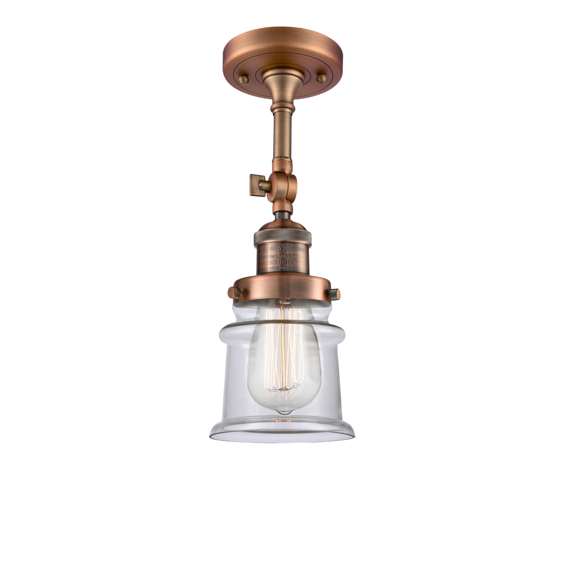 Shown in Antique Copper finish and Clear glass