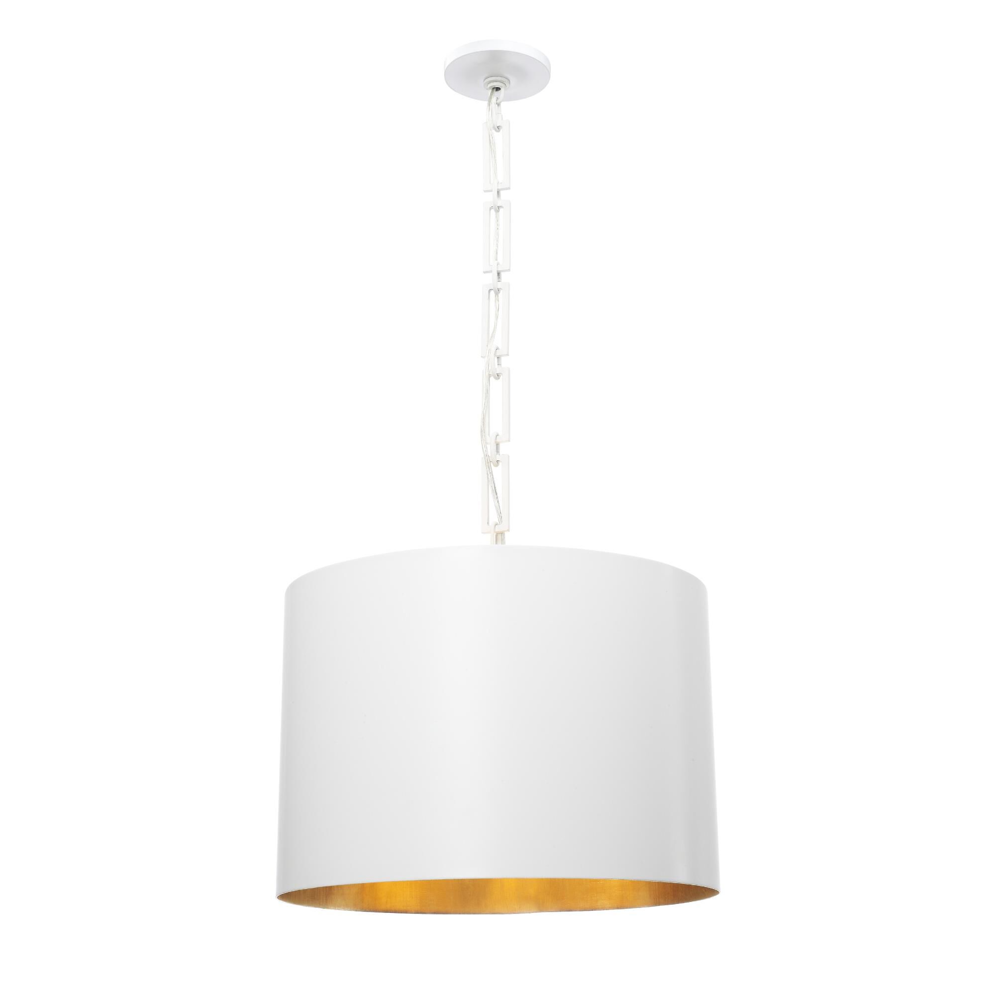 Shown in Matte White - Antique Gold finish and Steel glass and Steel shade