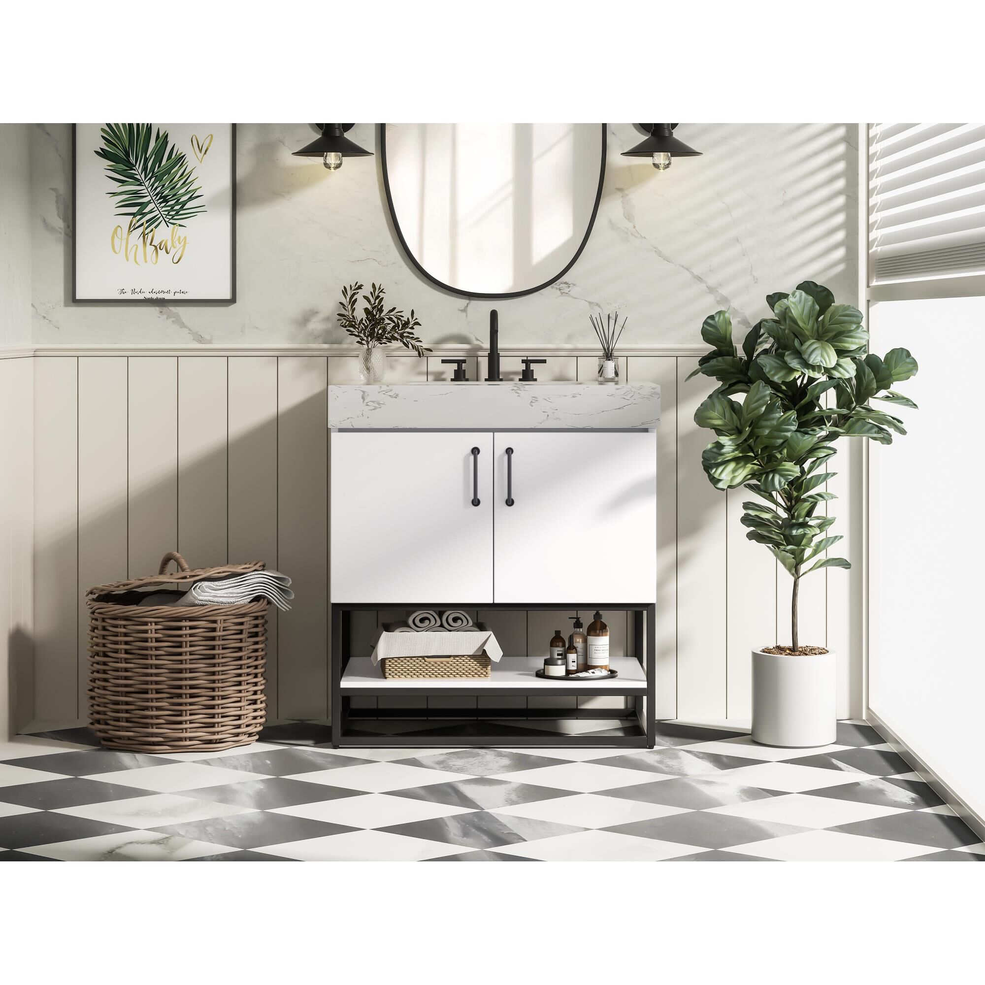 Shown in White finish