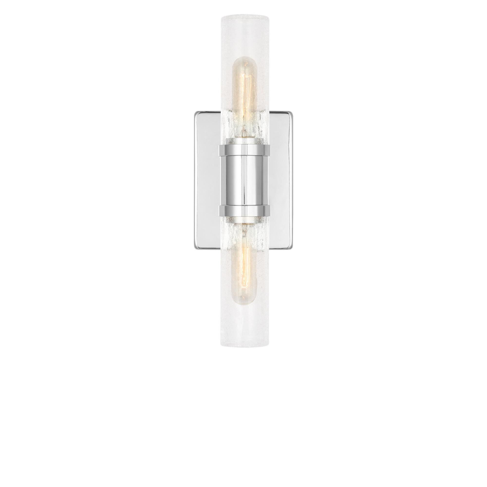 Shown in Chrome finish and Crackle  glass