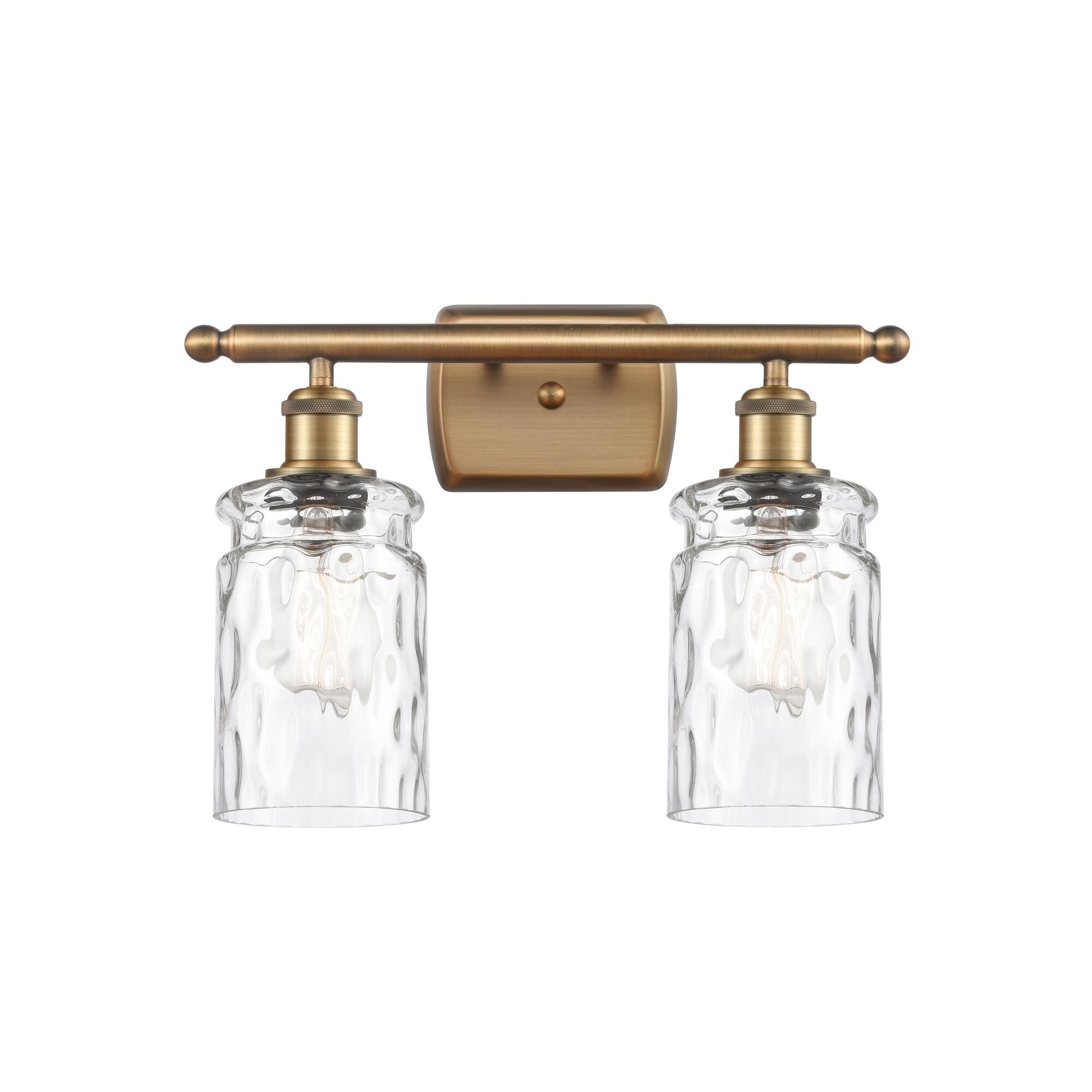 Shown in Brushed Brass finish and Clear WaterCandor glass