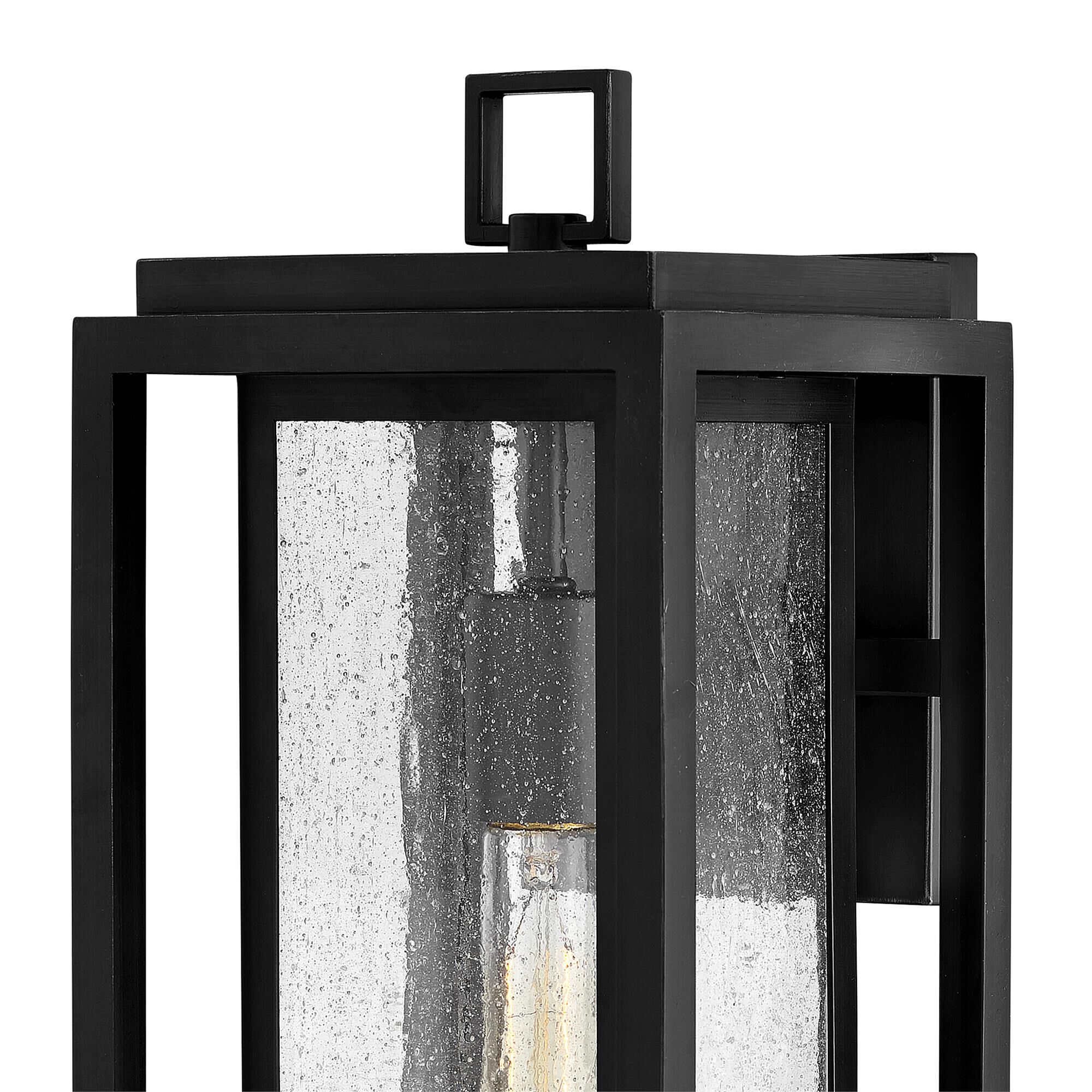 Shown in Black finish and Clear Seedy glass