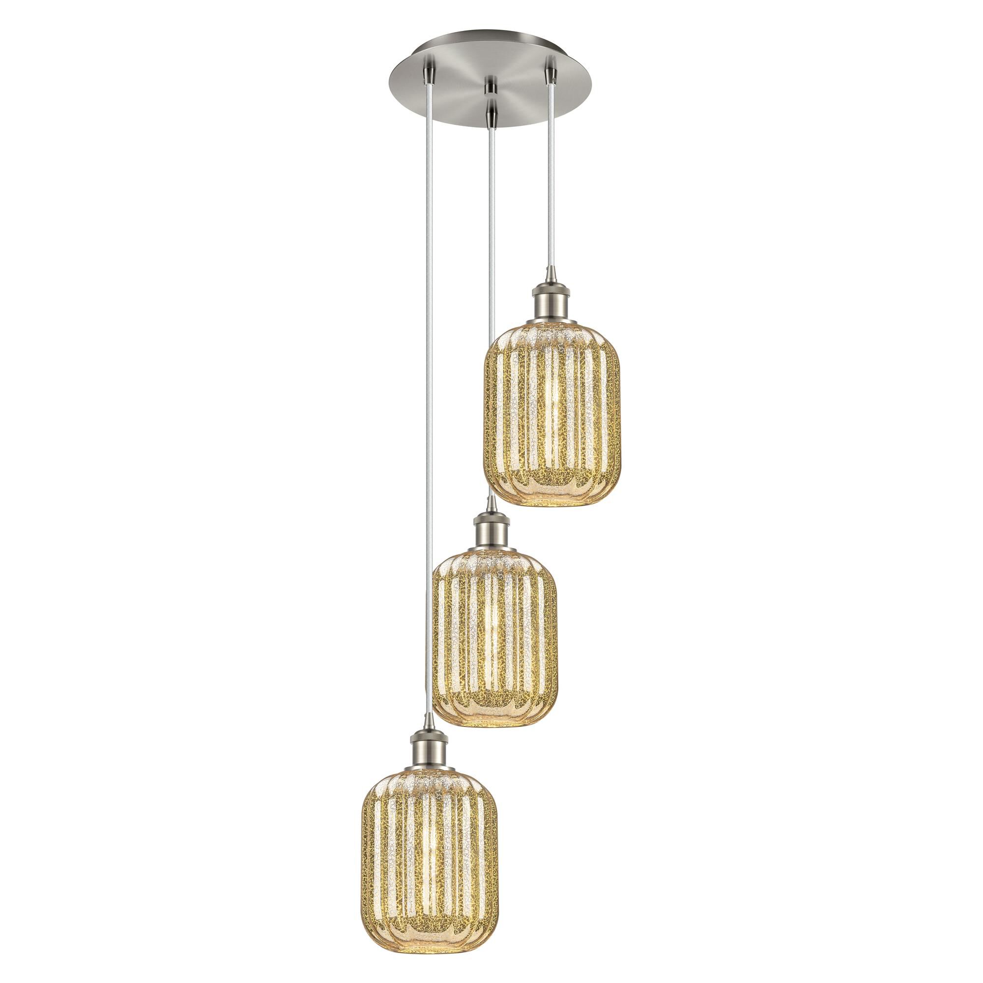 Shown in Brushed Satin Nickel finish and Mercury glass