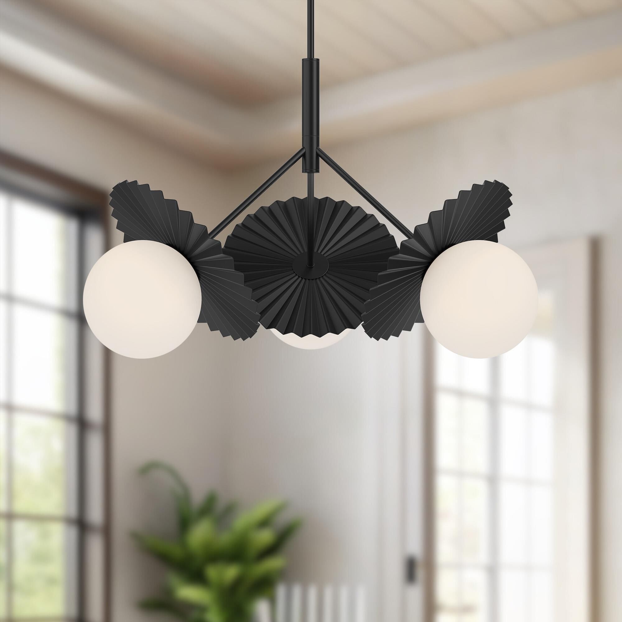 Plume 33 Inch 3 Light Chandelier by Alora Mood