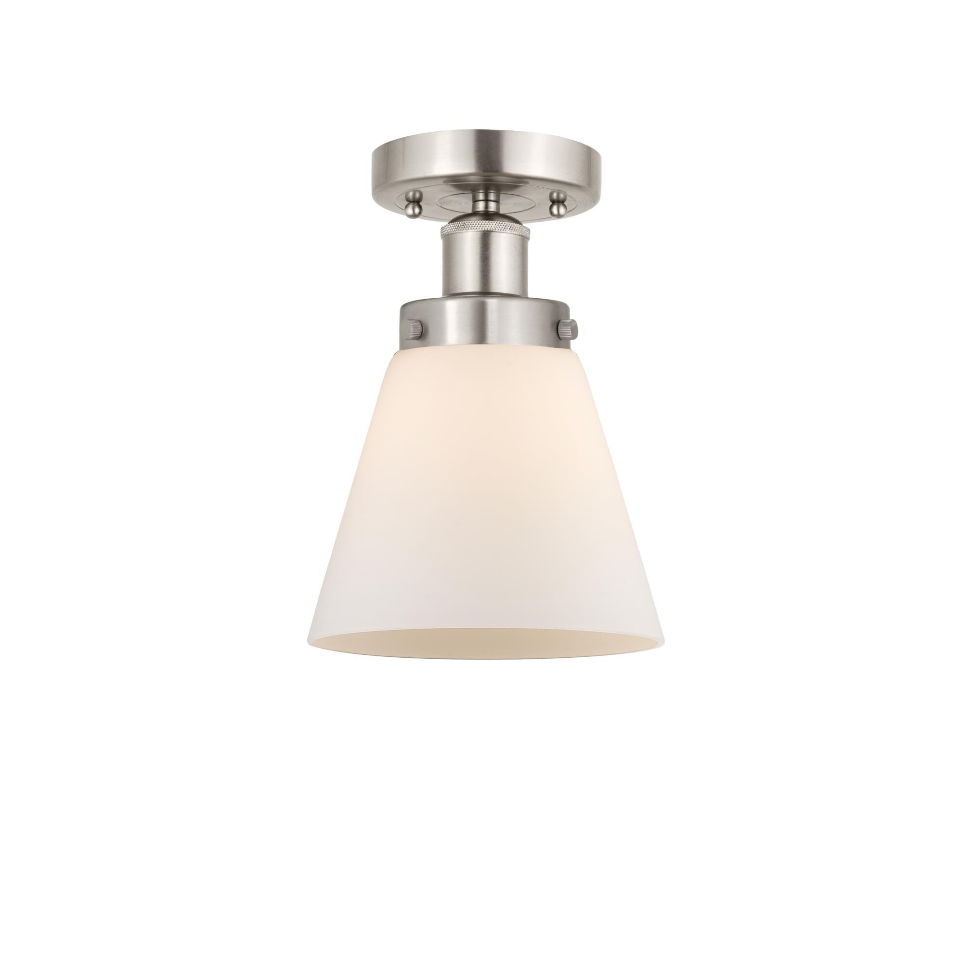 Shown in Brushed Satin Nickel, Matte White finish and Matte White glass and Matte White Glass shade