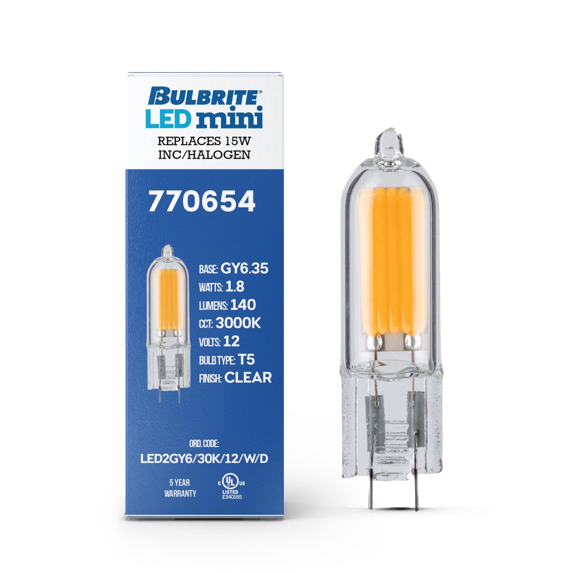 Clear T5 Base G6.35 3000K LED Light Bulb by Bulbrite