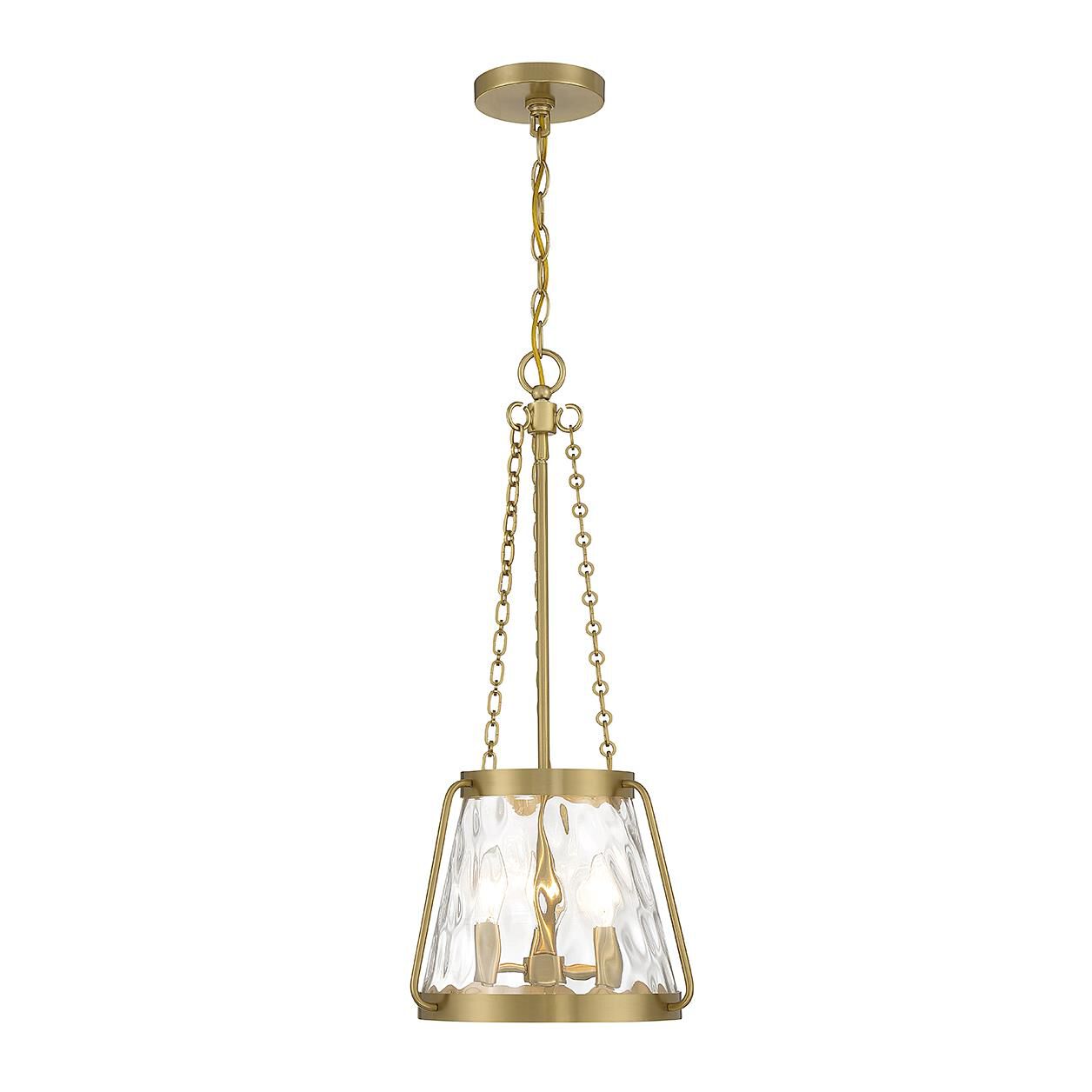 Shown in Warm Brass finish and Clear Water glass and Glass shade