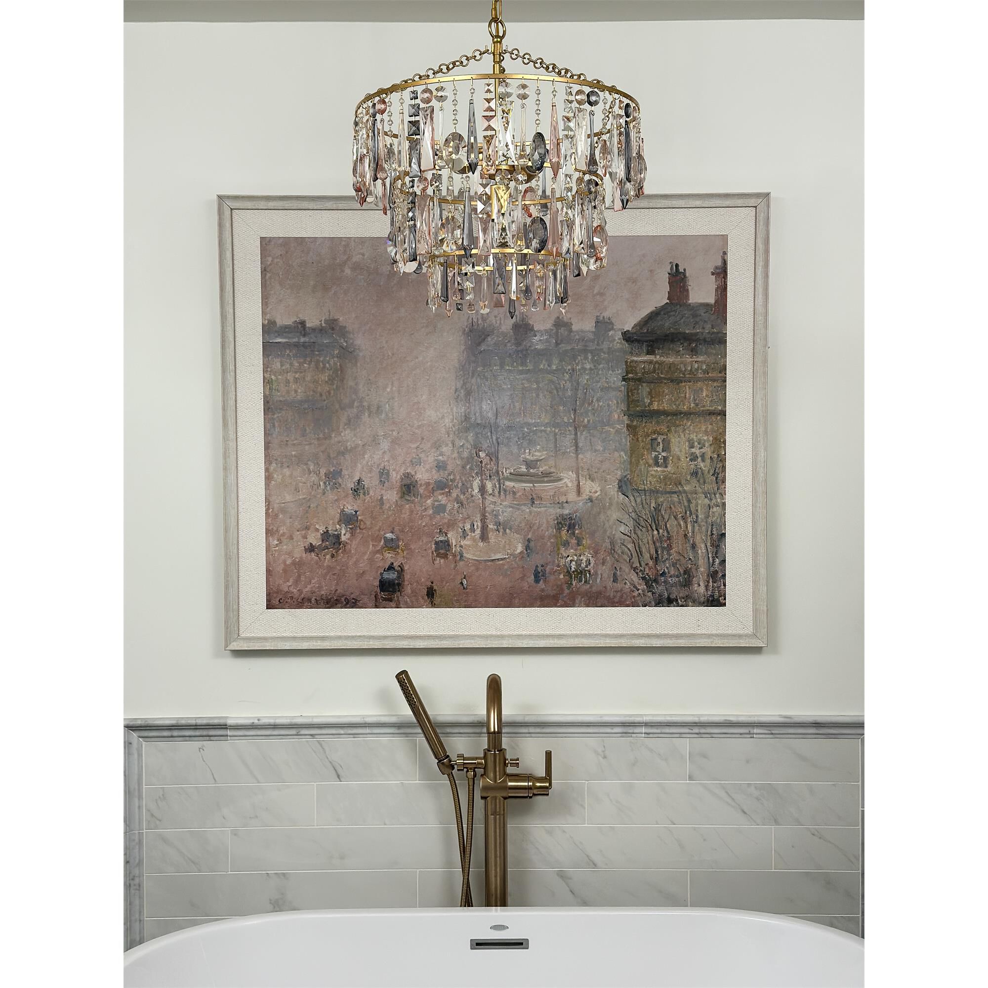 Shown in Antique Gold finish and Hand Cut crystal