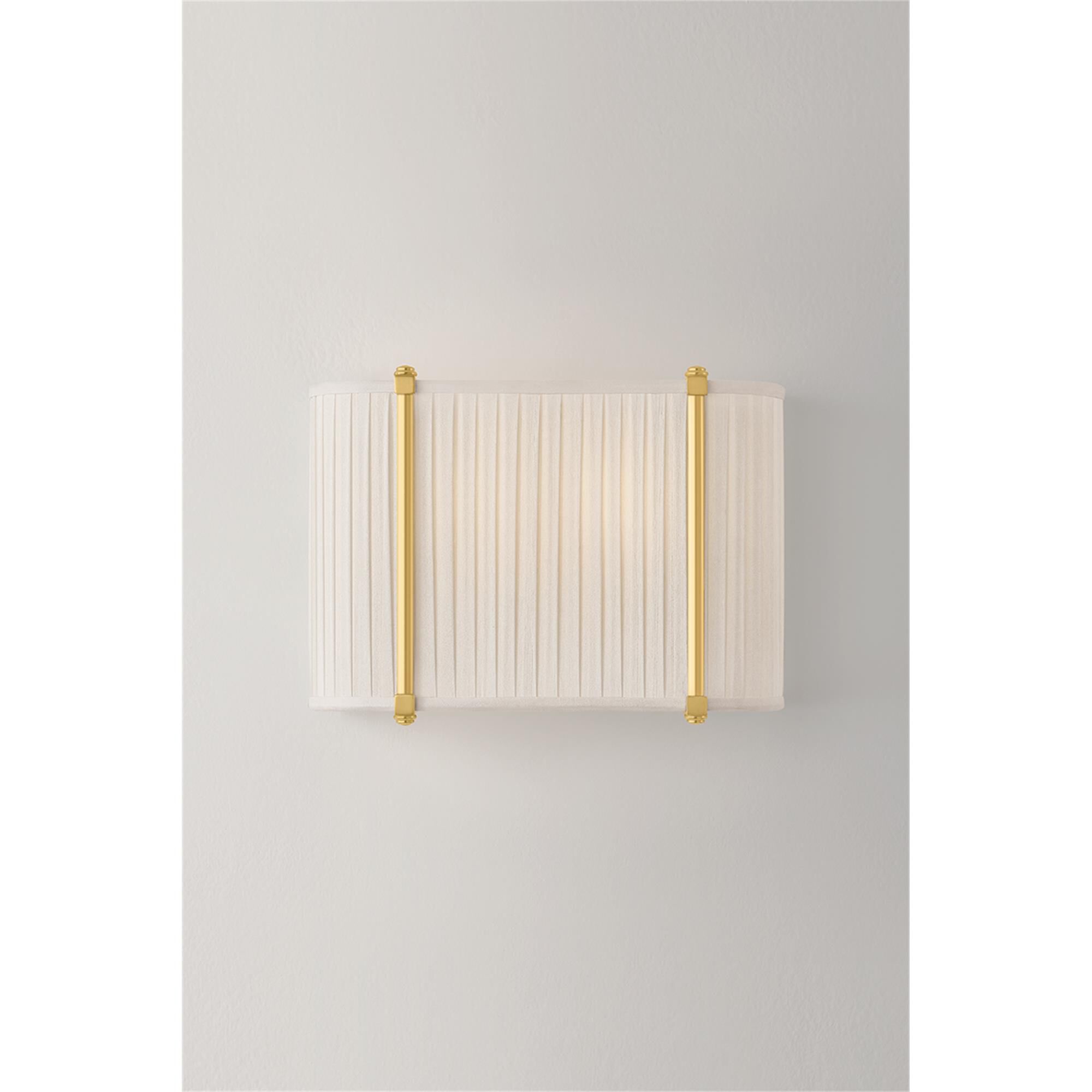 Shown in Aged Brass finish and Ivory Silk shade