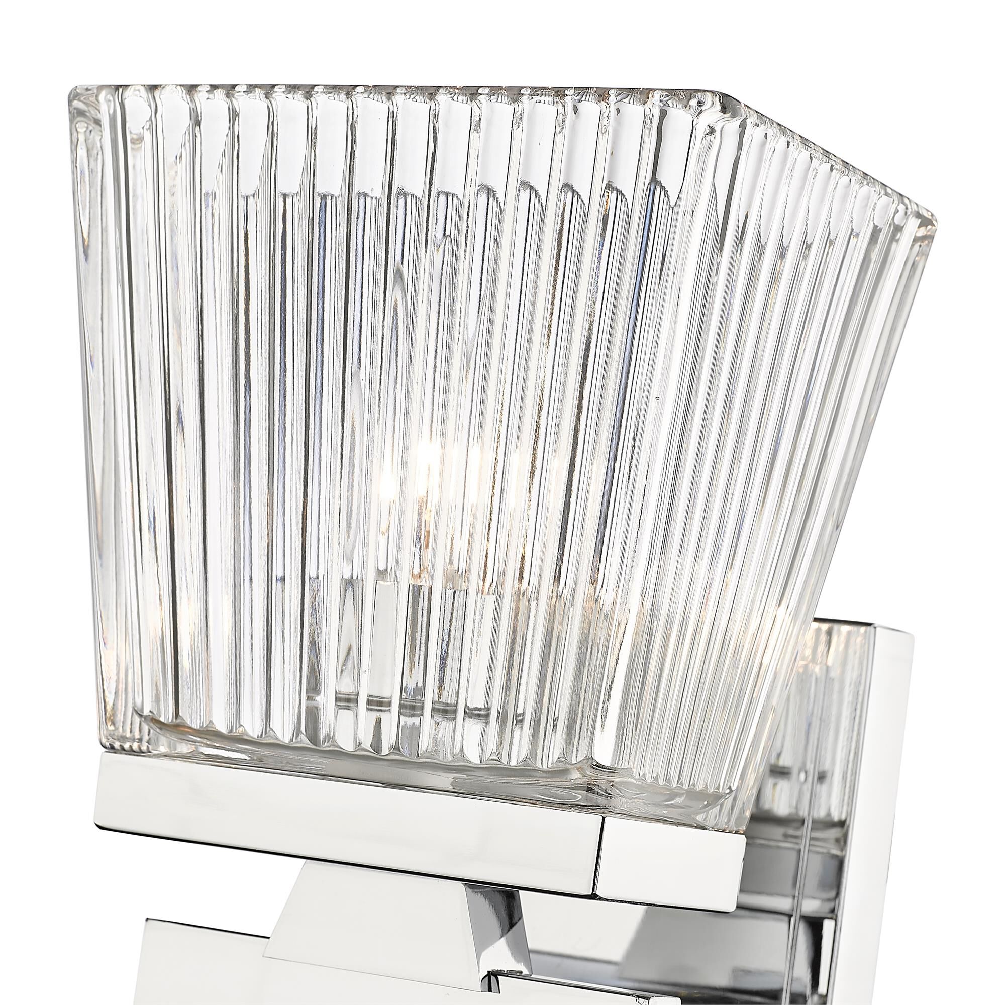 Shown in Chrome finish and Glass shade