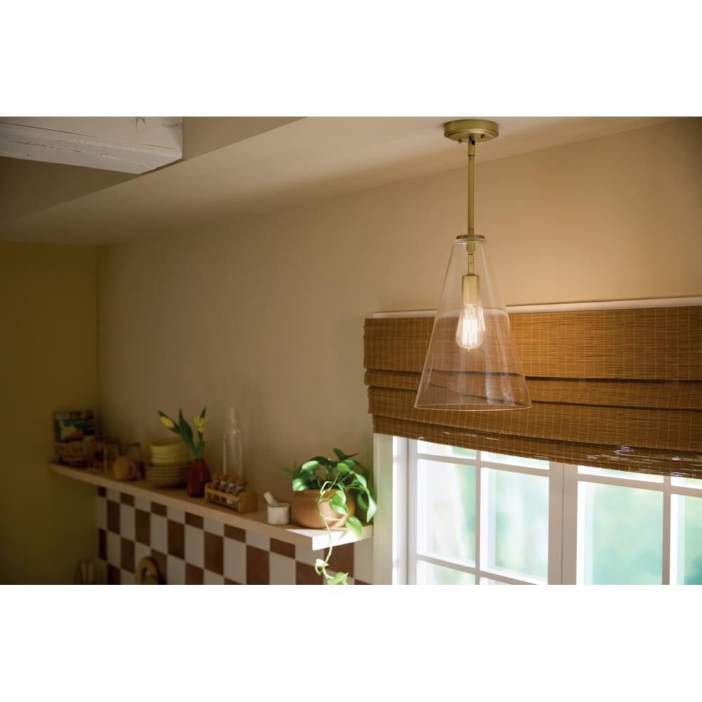 Shown in Natural Brass finish and Clear glass