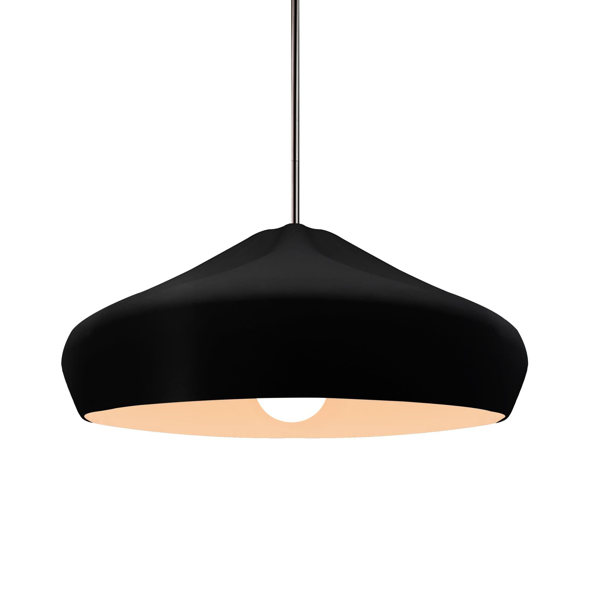 Shown in Brushed Nickel finish and Carbon Matte Black shade