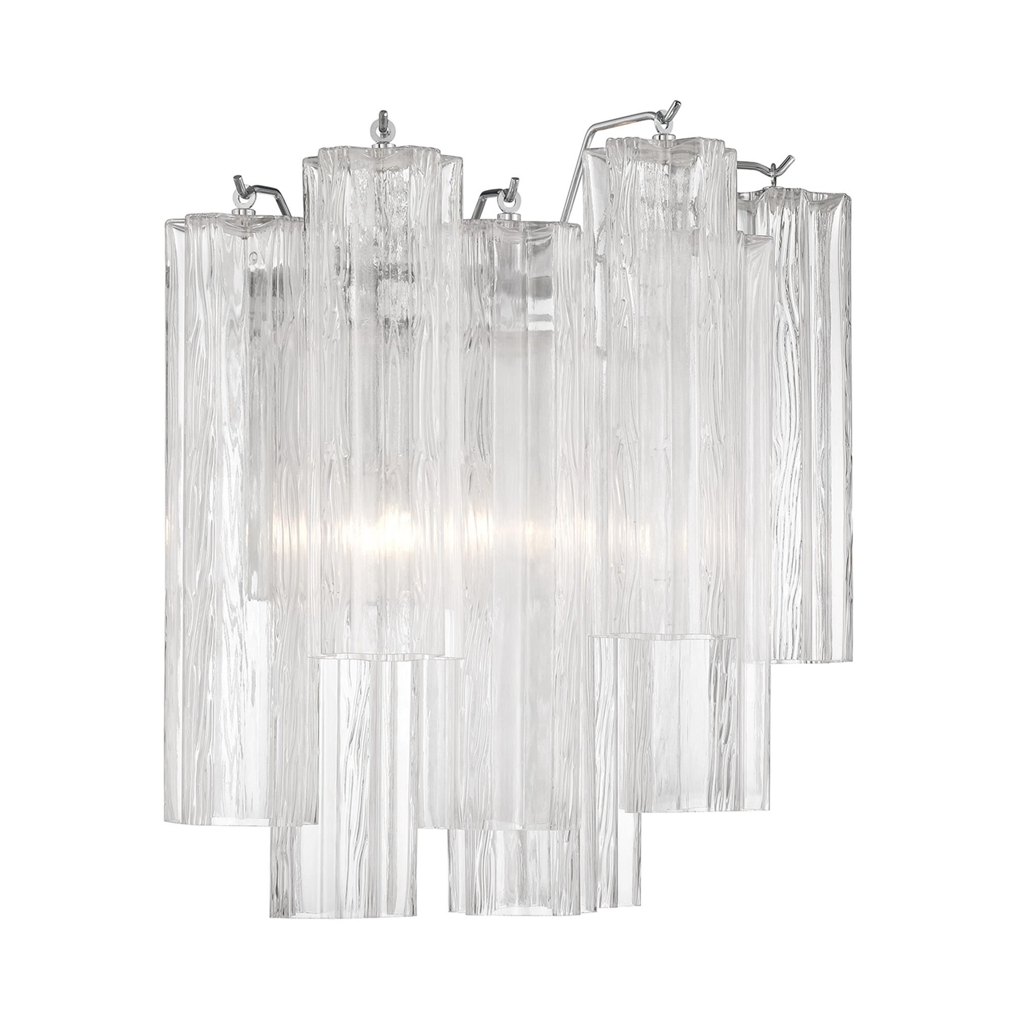 Shown in Polished Chrome finish and Tronchi Clear glass