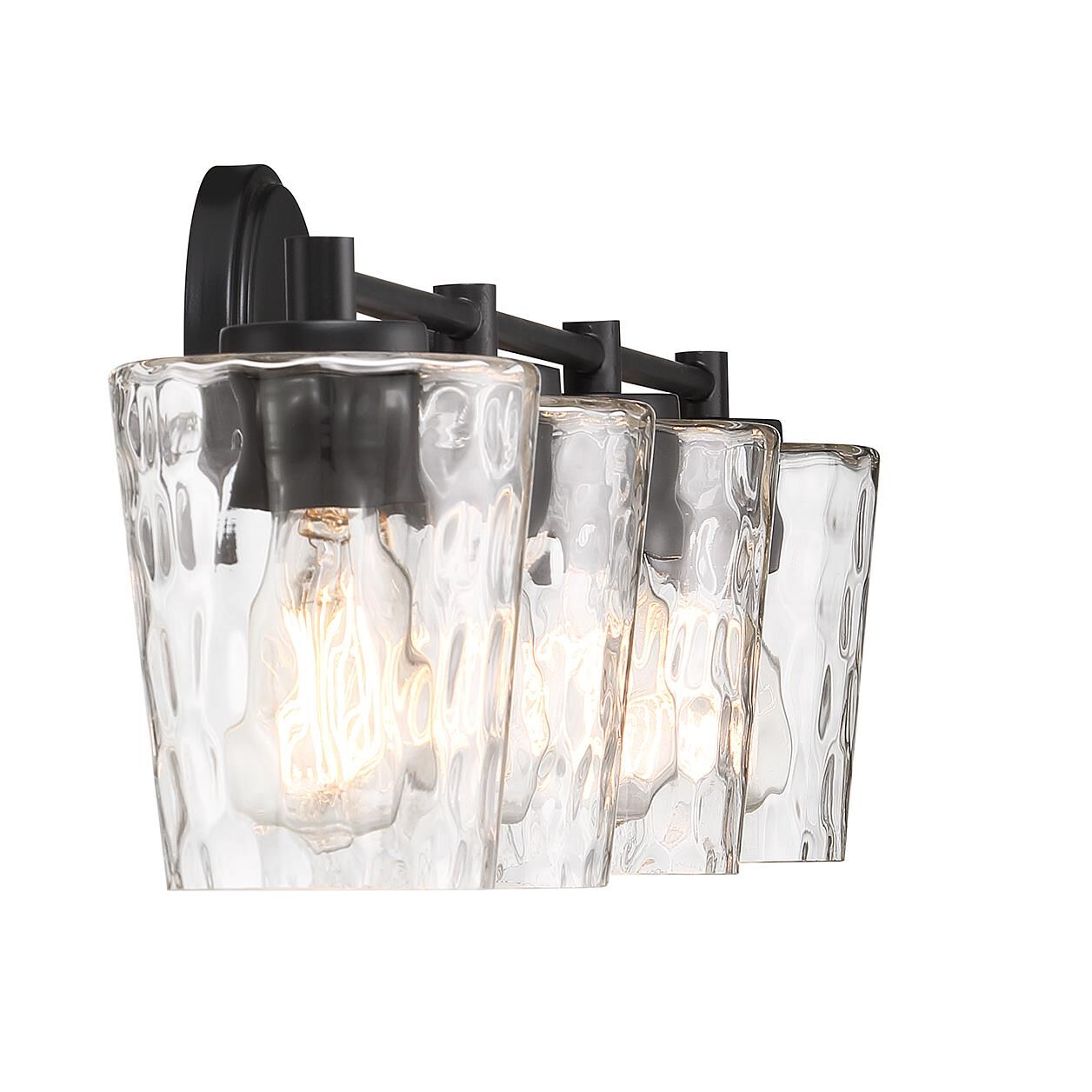 Shown in Matte Black finish and Clear Hammered glass