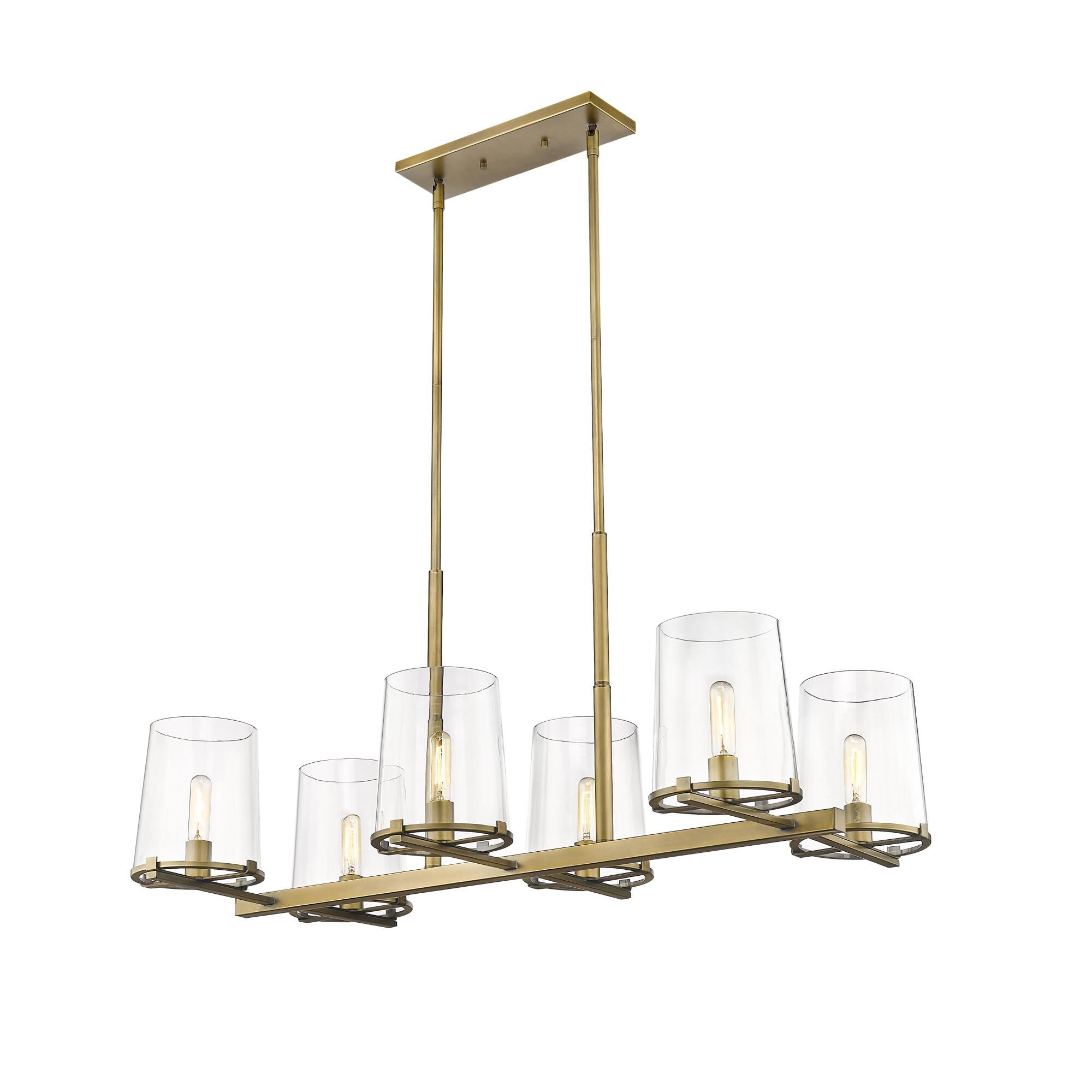 Shown in Rubbed Brass finish and Glass shade