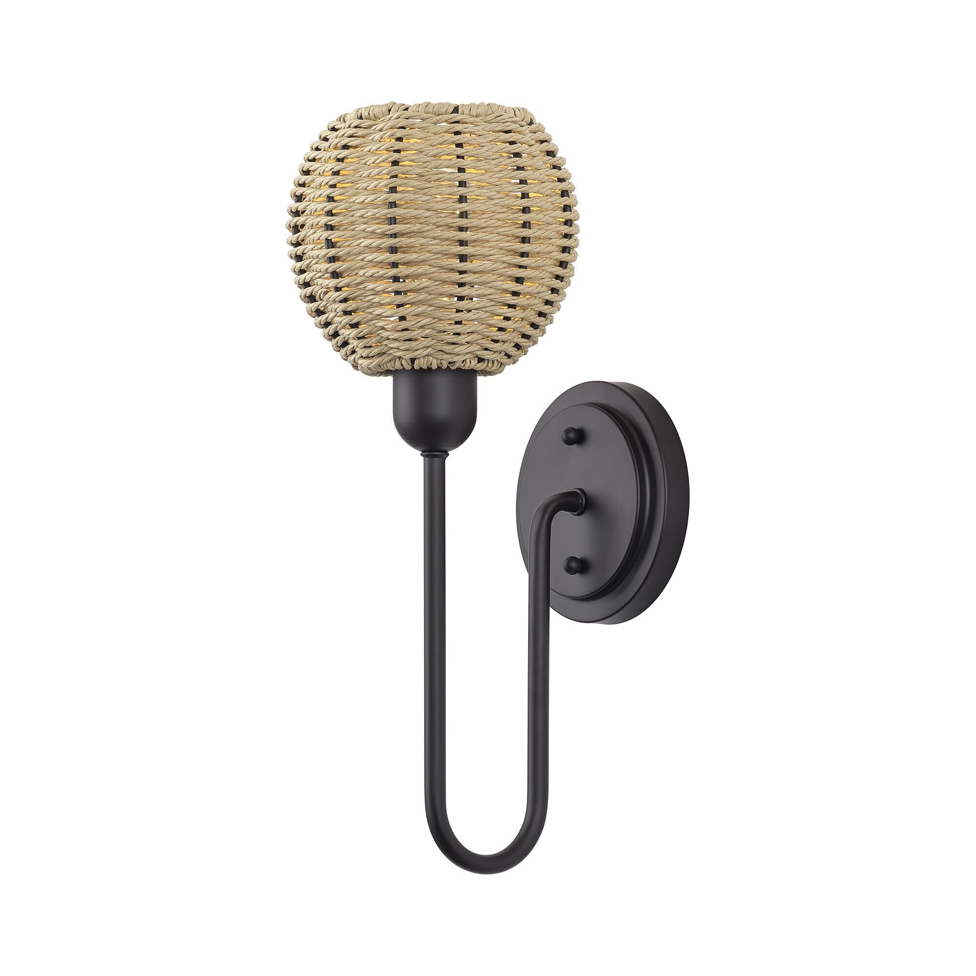 Shown in Bronze finish and Hand-Woven French Beige Paper Rope shade