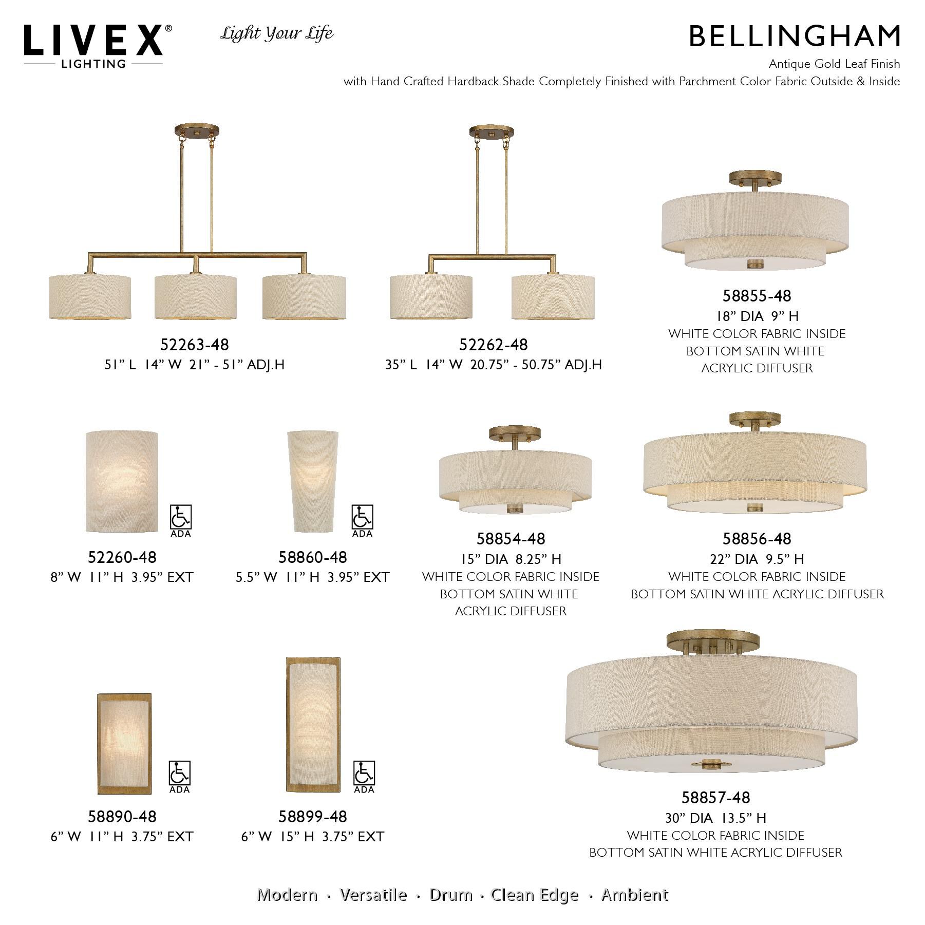Bellingham 30 Inch Semi Flush Mount by Livex Lighting