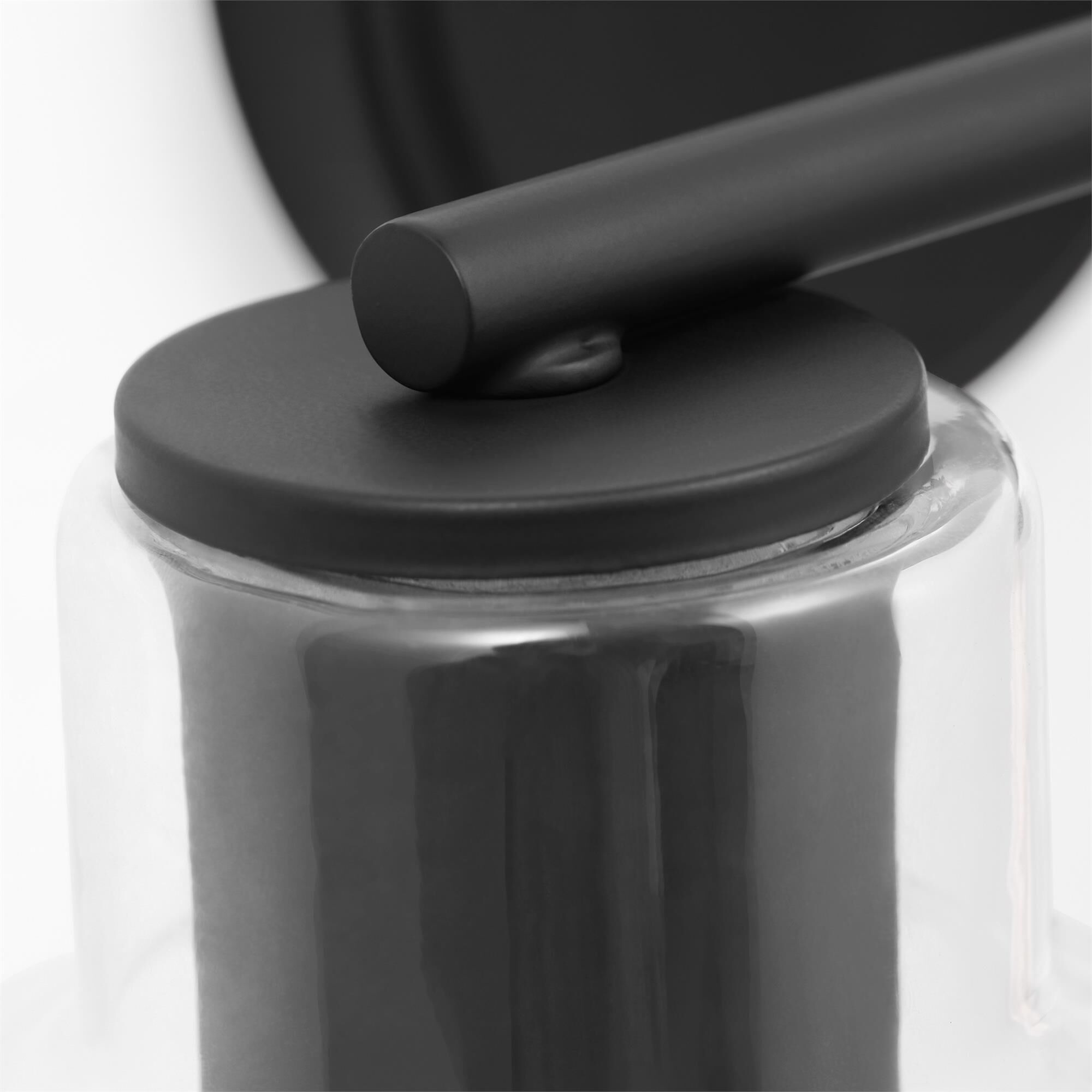 Shown in Midnight Black finish and Clear Glass s shade