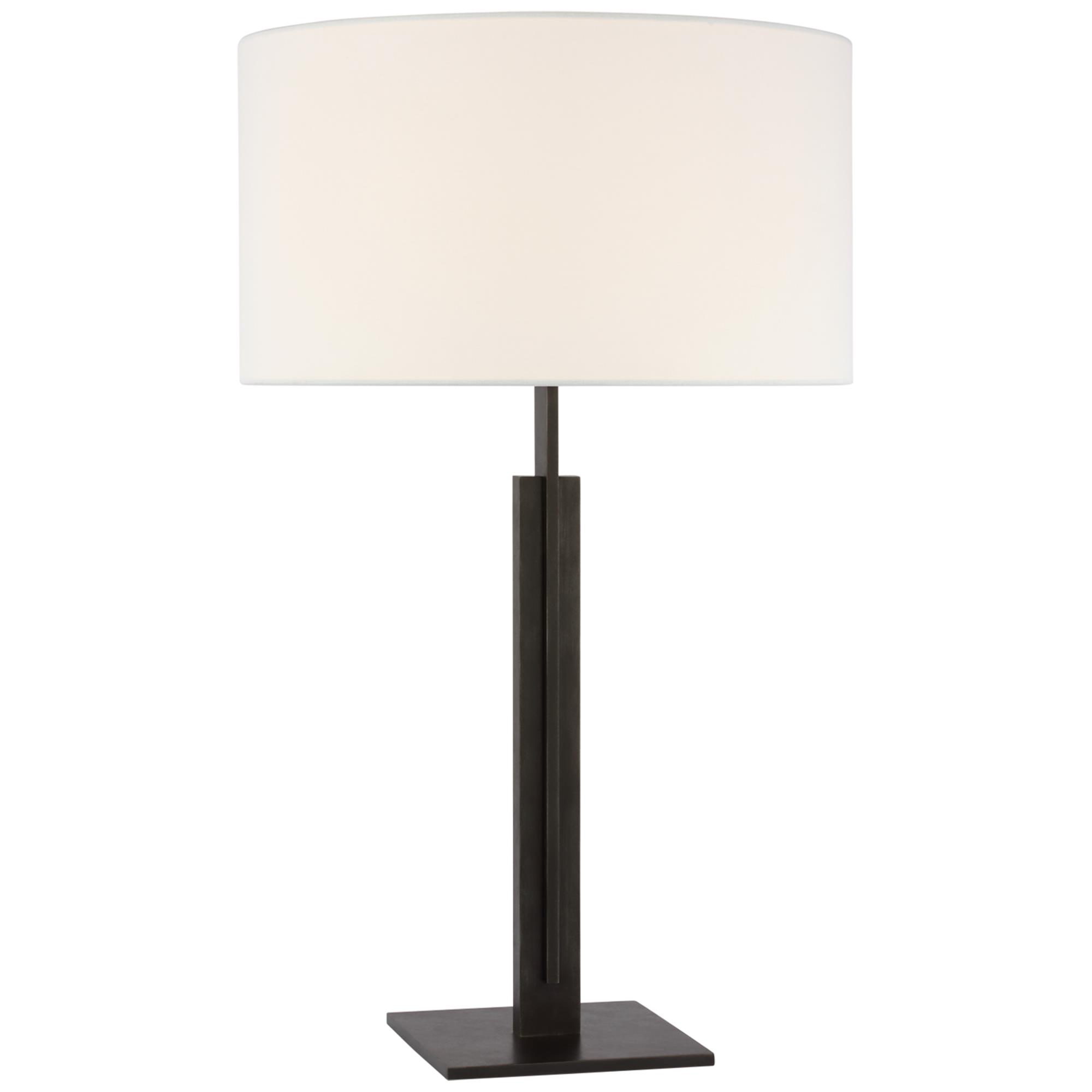 Shown in Aged Iron finish and Linen shade