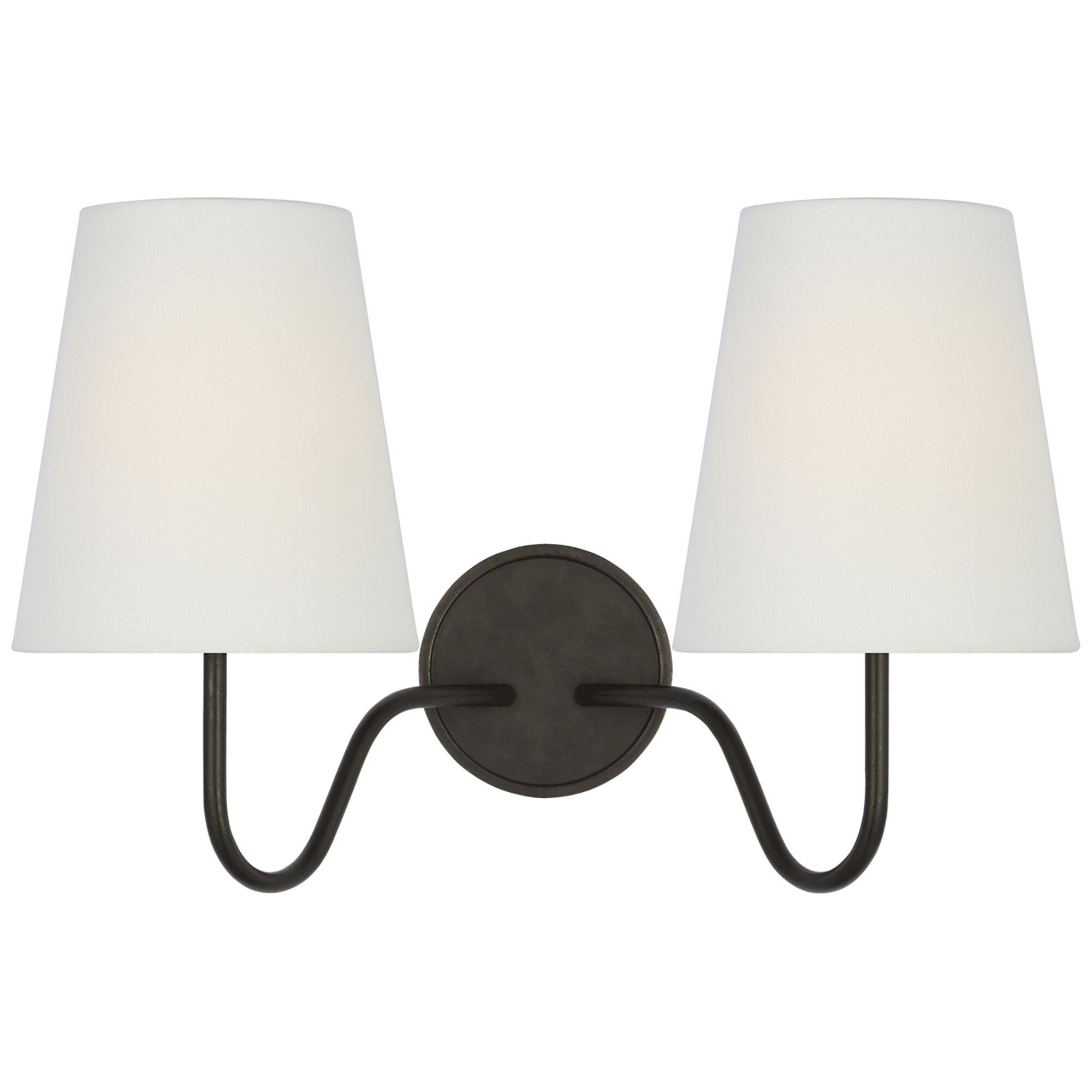 Shown in Aged Iron finish and Linen shade