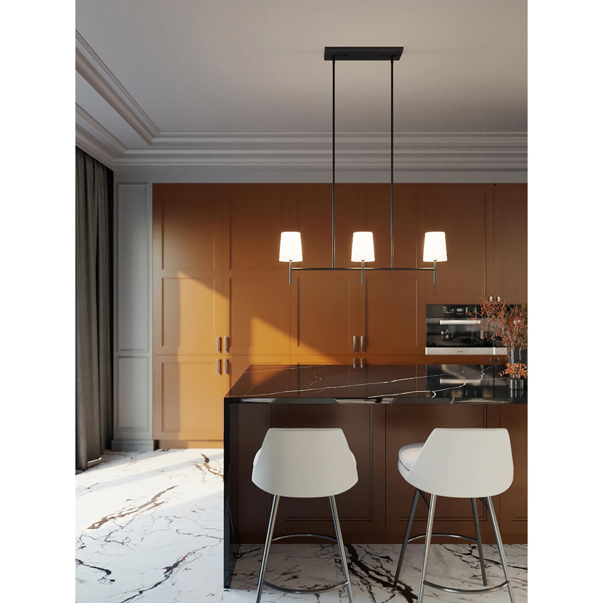 Shown in Black finish and White Linen shade