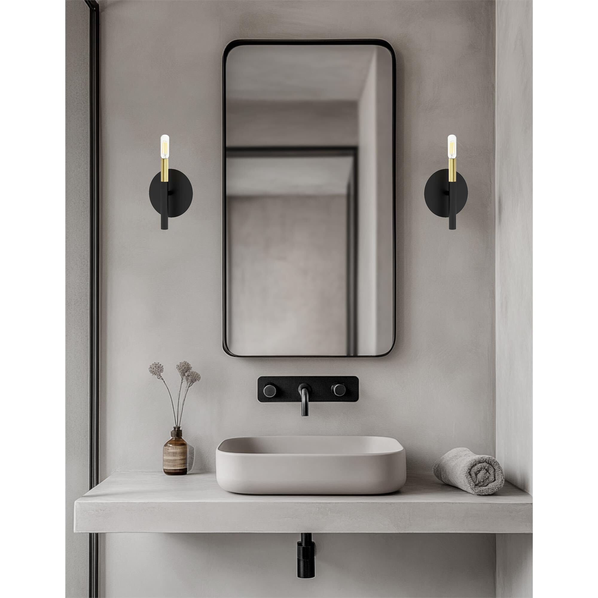 Shown in Black and Aged Brass finish
