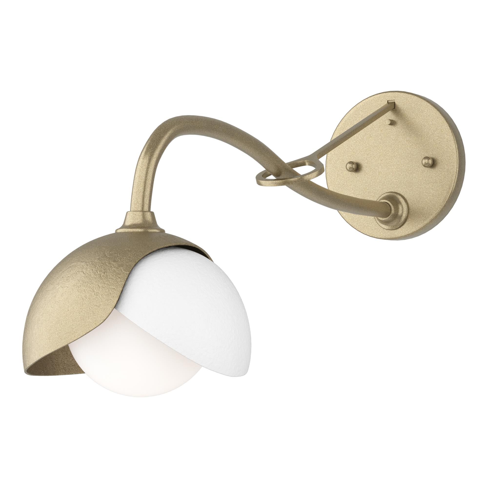 Shown in Soft Gold finish and Opal glass and White accent