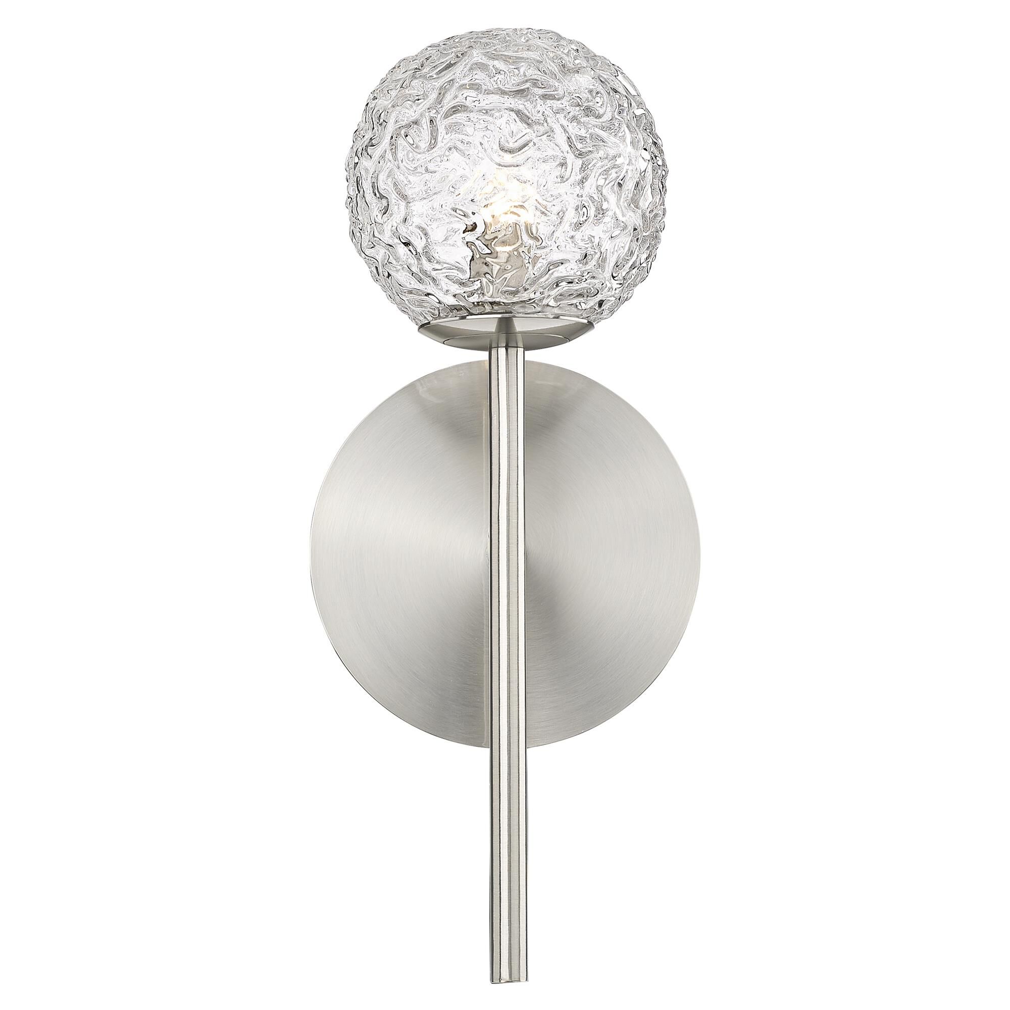 Shown in Satin Nickel finish and Clear shade