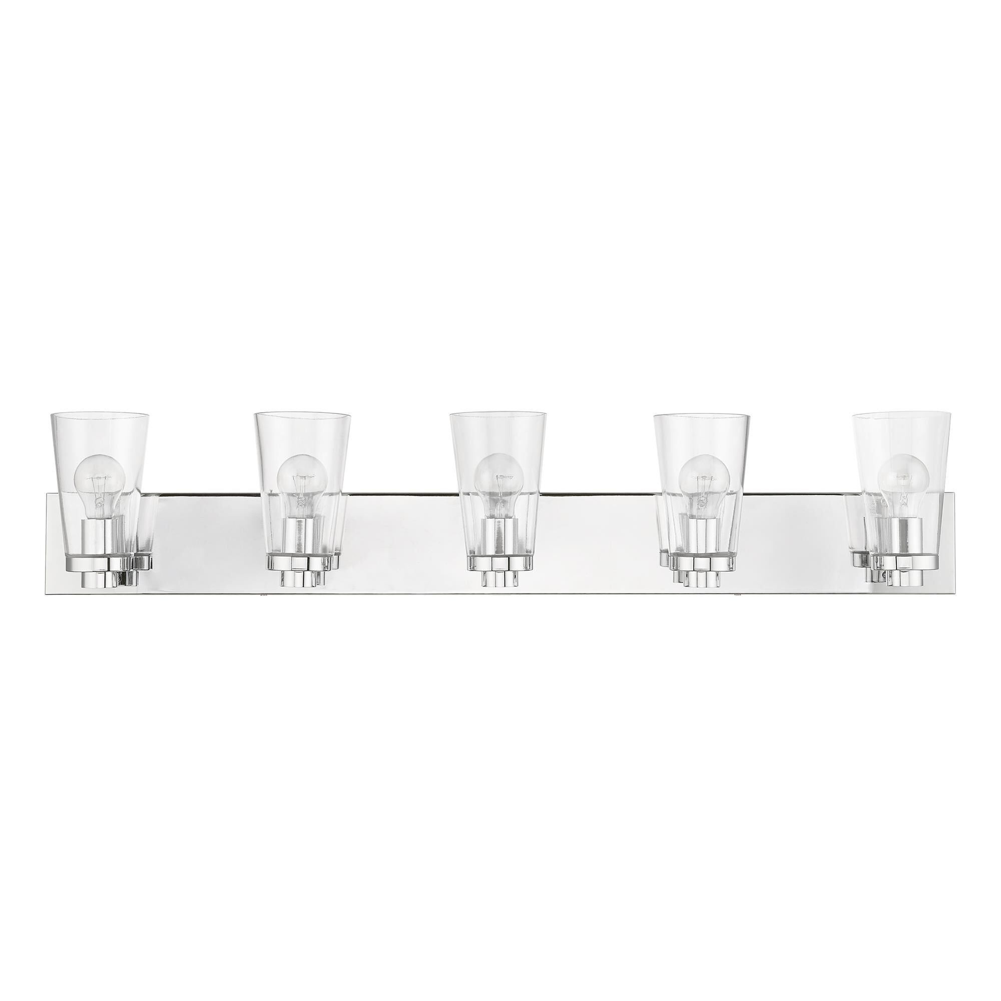 Shown in Polished Chrome finish and Clear glass