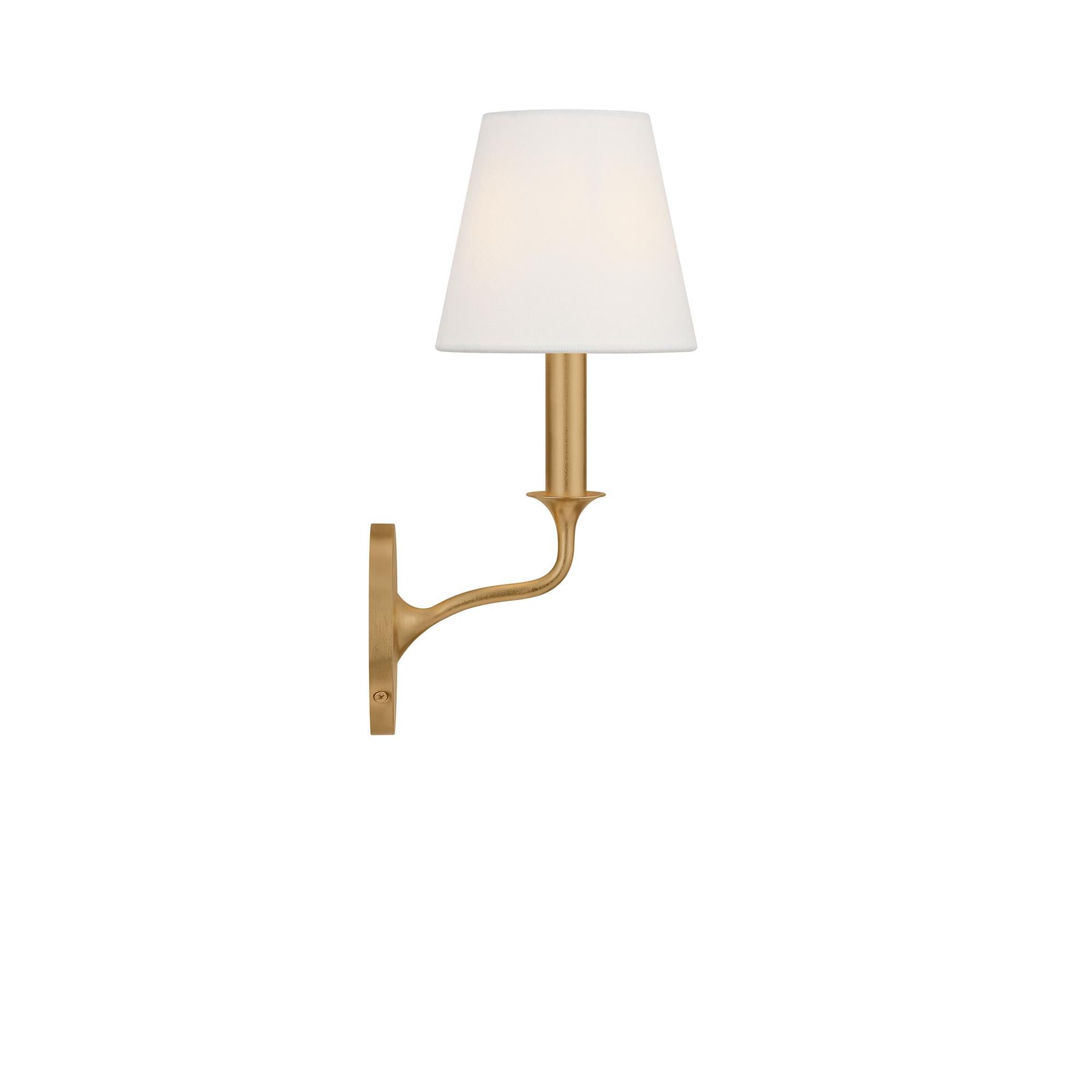 Shown in Gild finish and White Linen Fabric shade