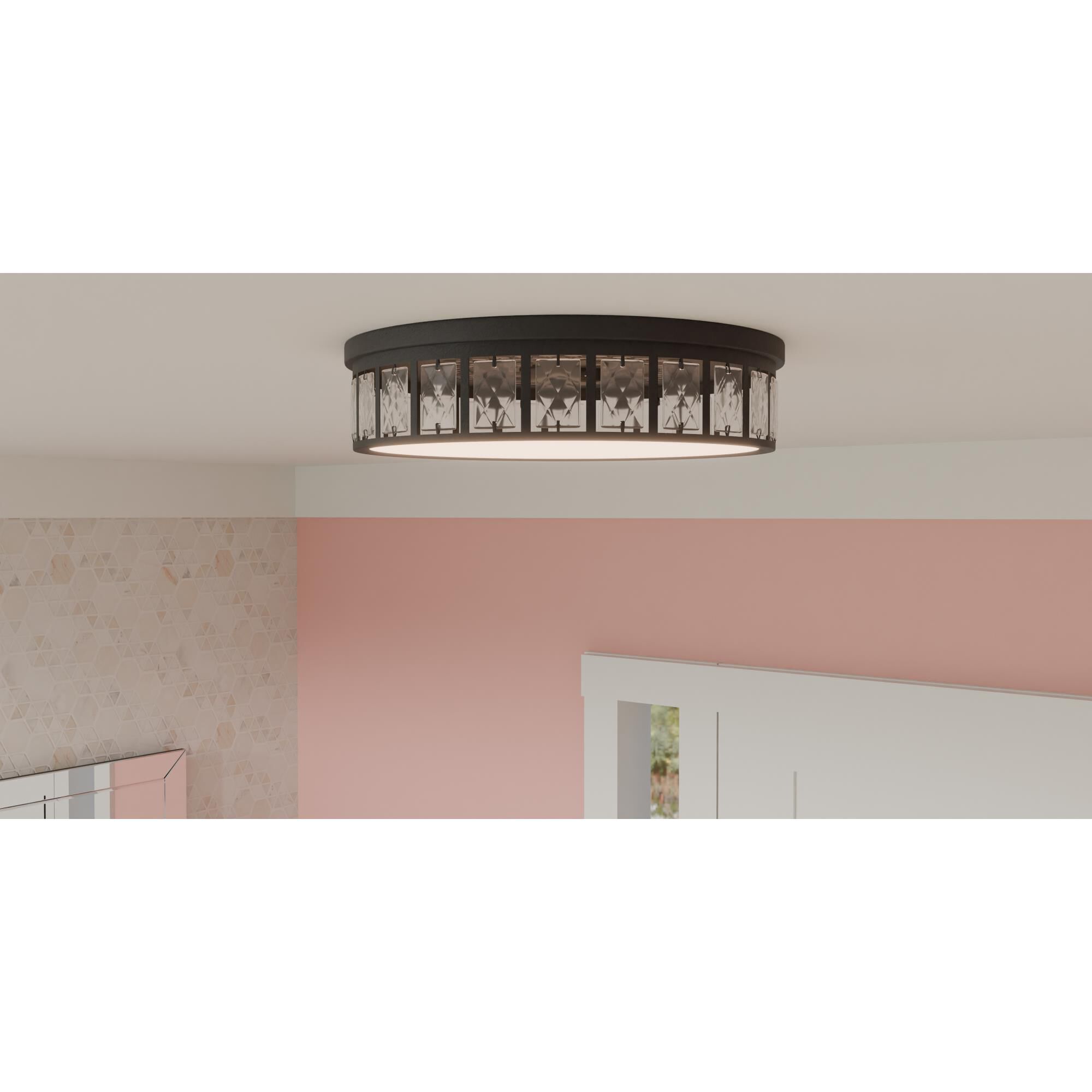 Shown in Matte Black finish and Clear Crystal glass