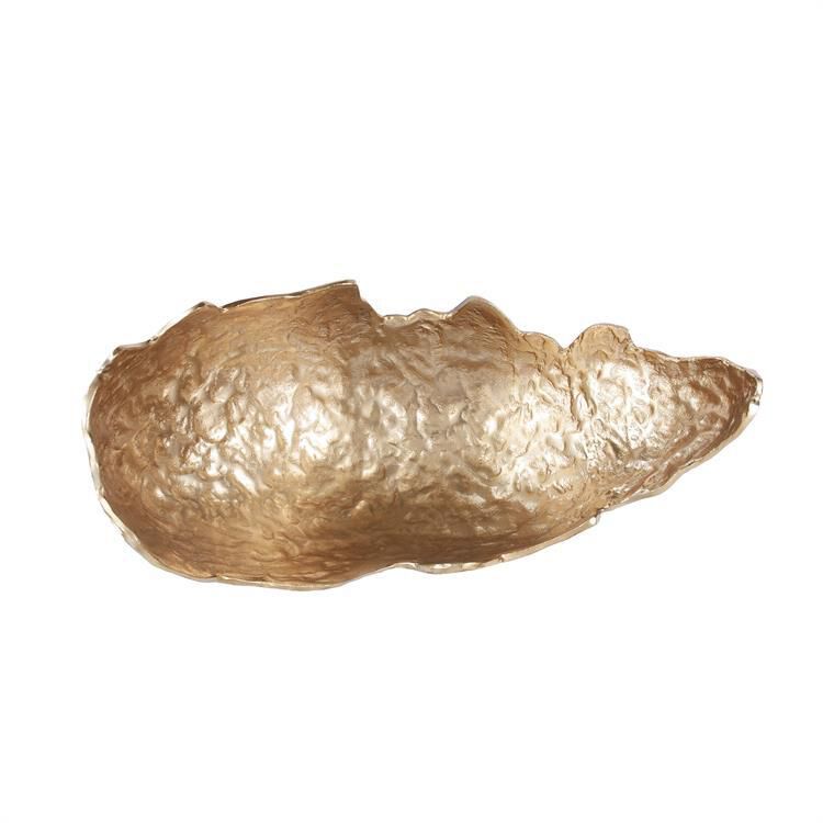 Cracked Edge Ebony Tray with Gold Interior, Large Bowl by Howard Elliott Collection