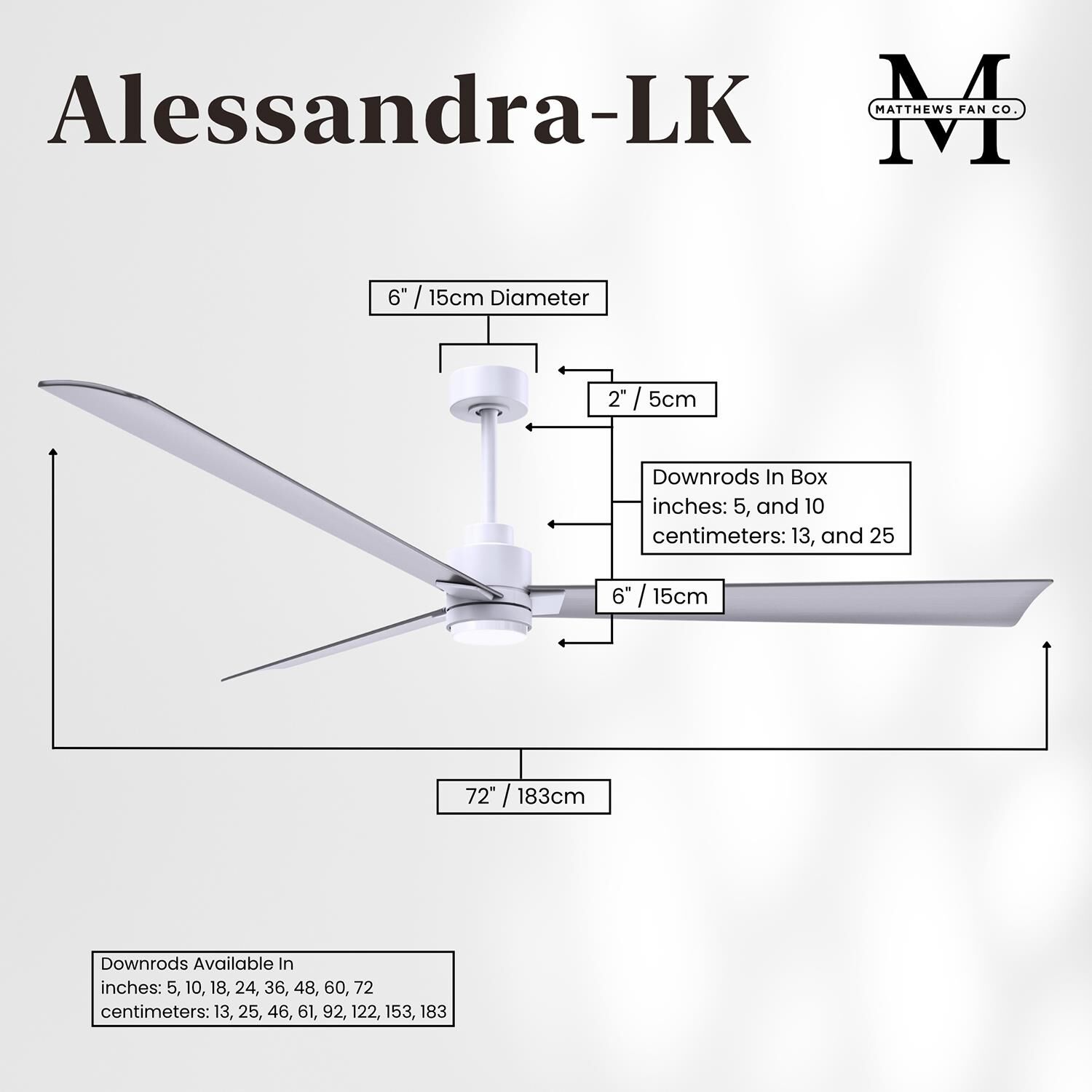 Alessandra 72 Inch Ceiling Fan by Matthews Fan Company