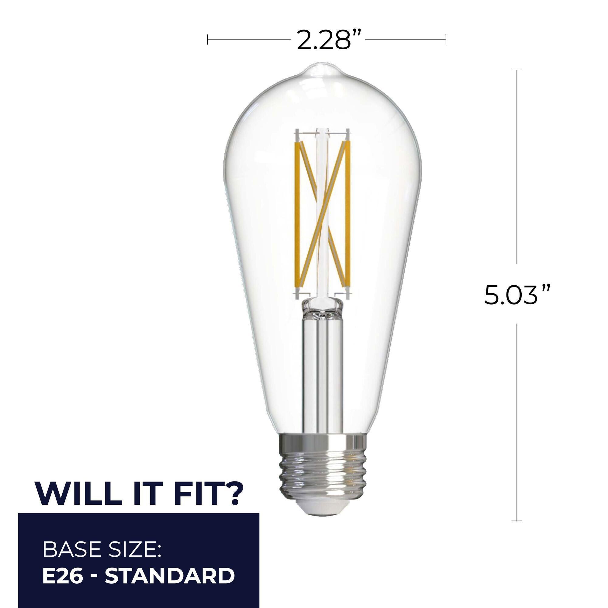 Medium Base E26 ST18 2700K LED Light Bulb,