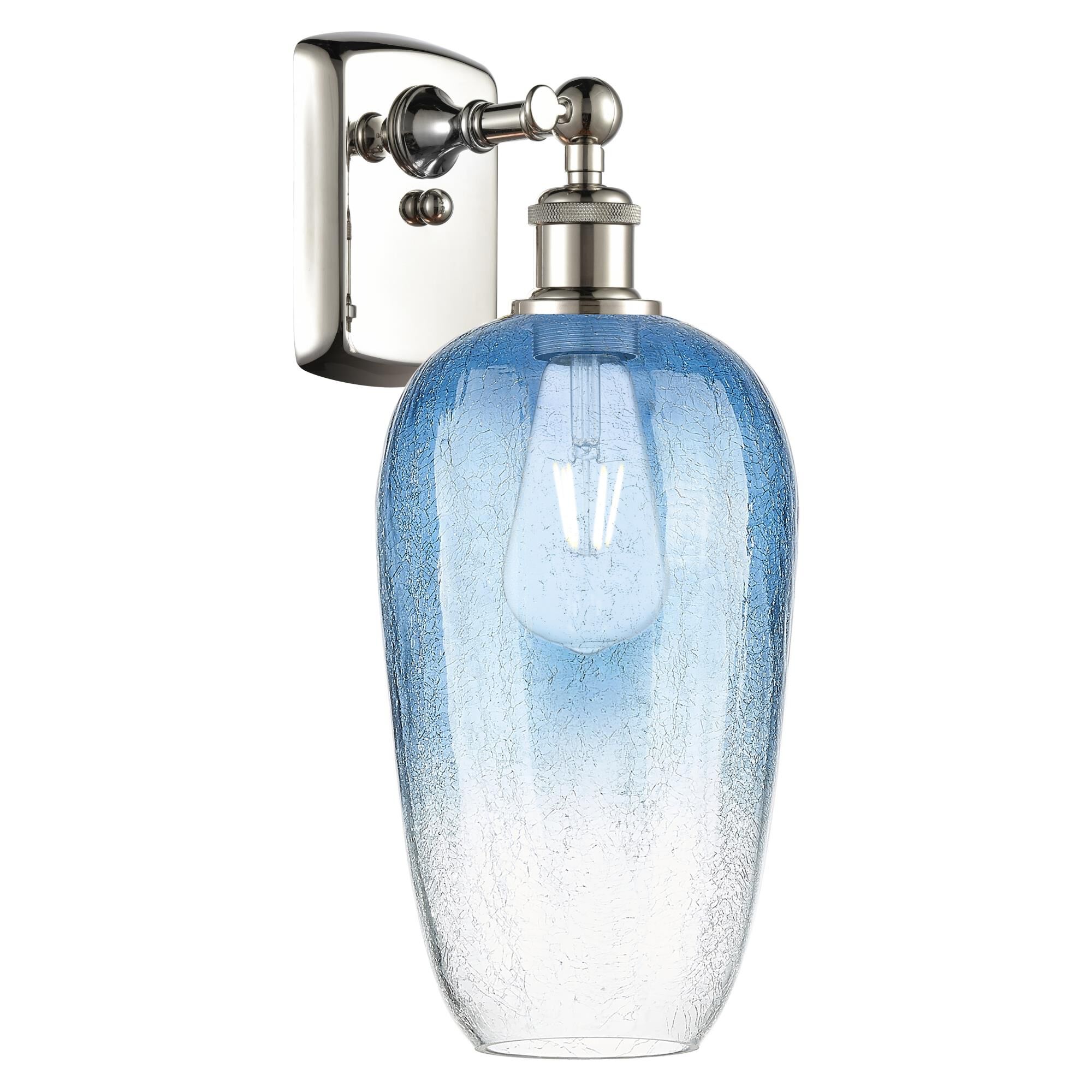 Shown in Polished Nickel finish and Sapphire Blue glass