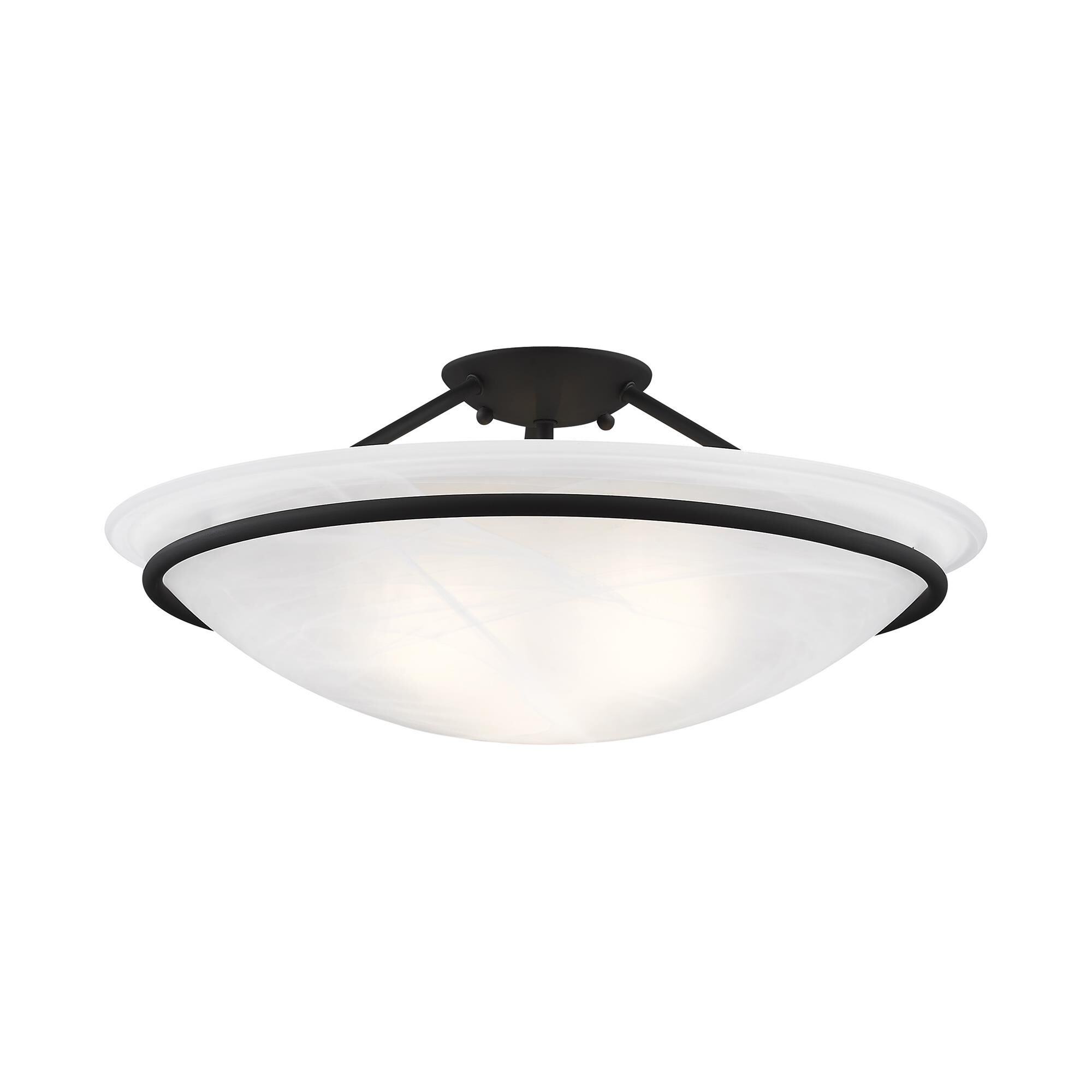 Shown in Black finish and White Alabaster glass