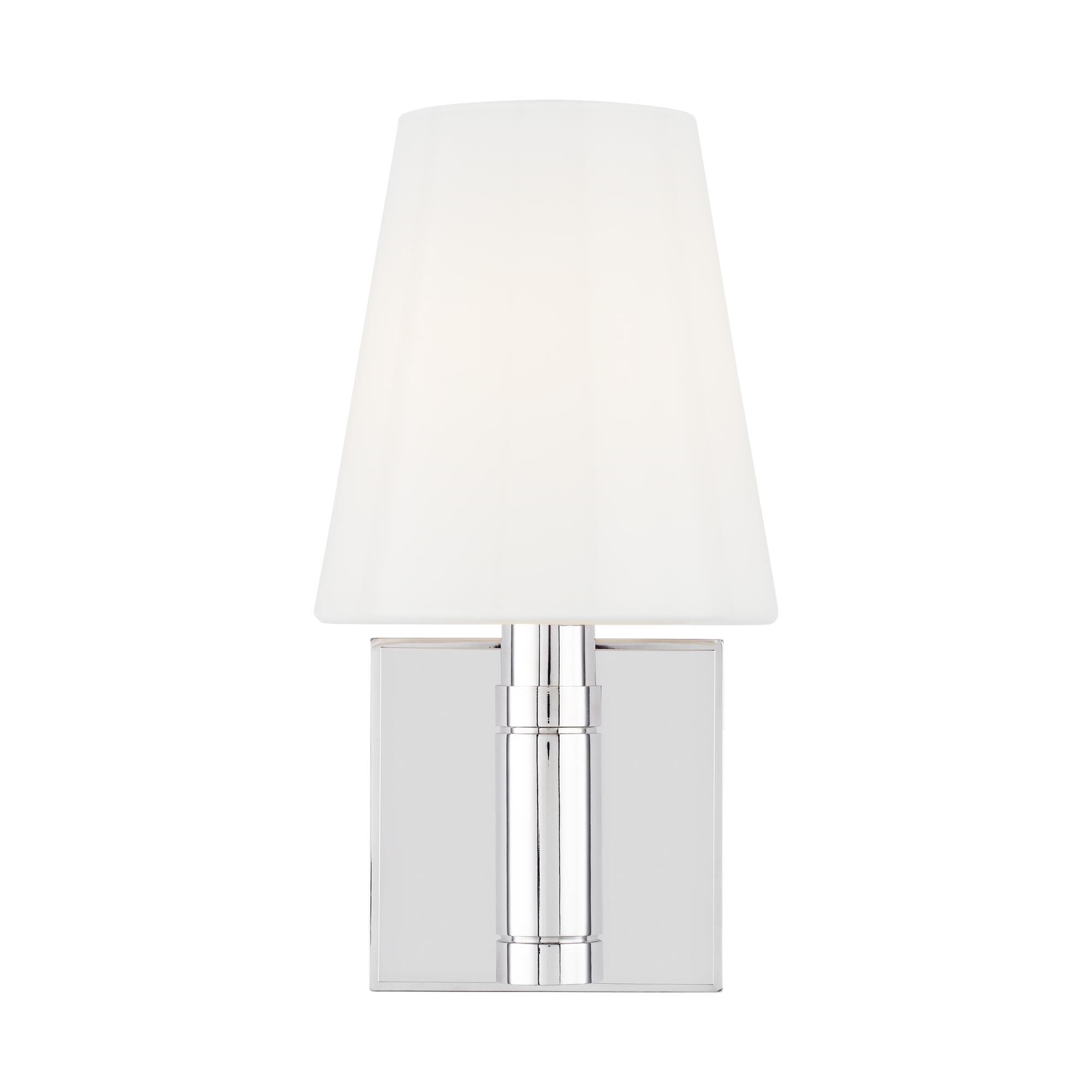 Shown in Polished Nickel finish and Milk White glass