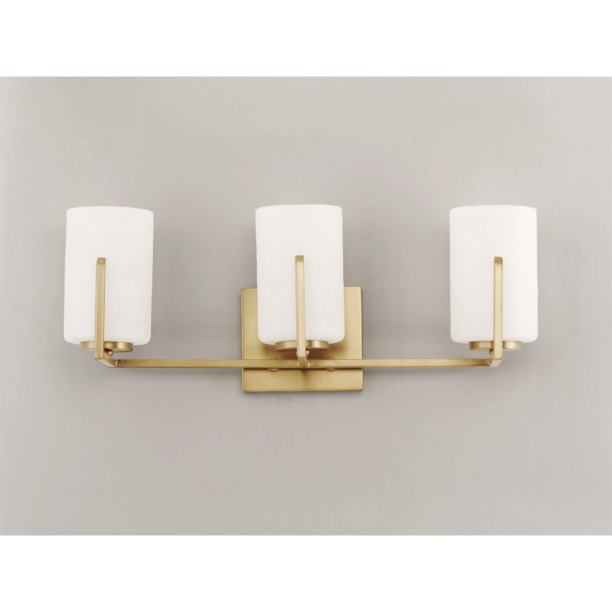 Shown in Satin Brass finish and Satin White glass