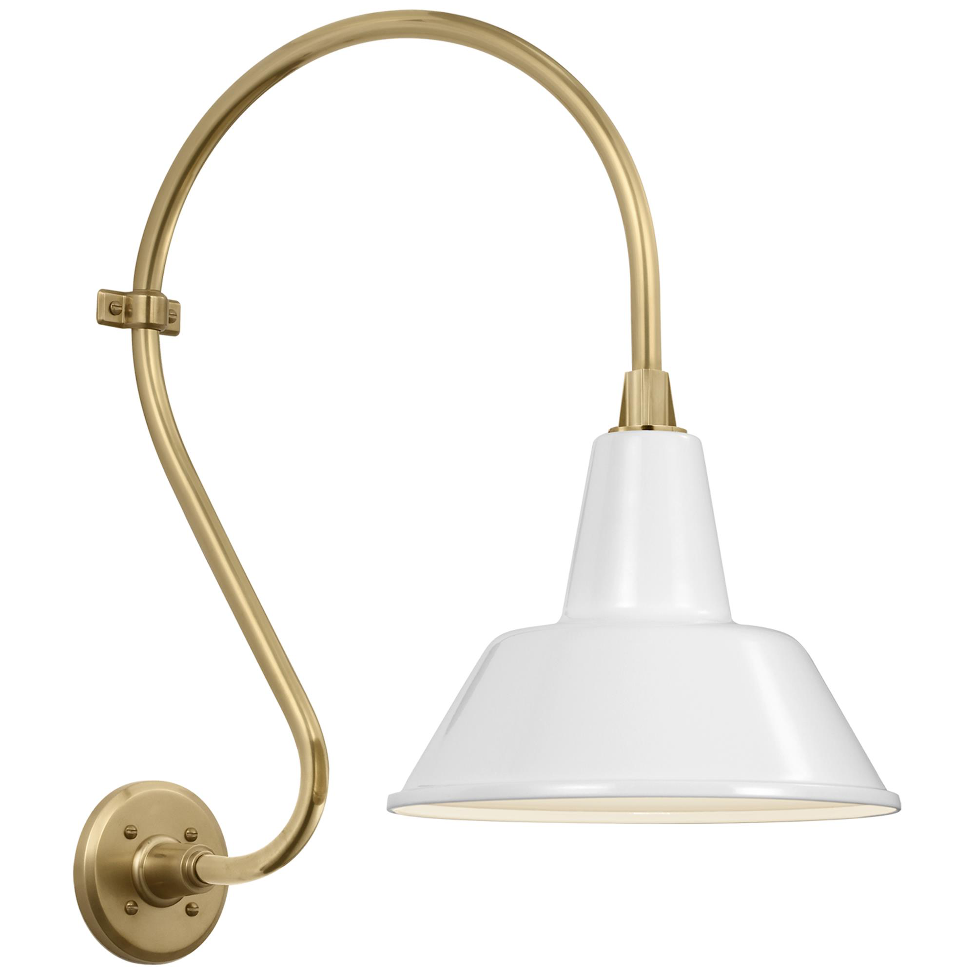 Shown in Hand-Rubbed Antique Brass finish and White Bowers shade