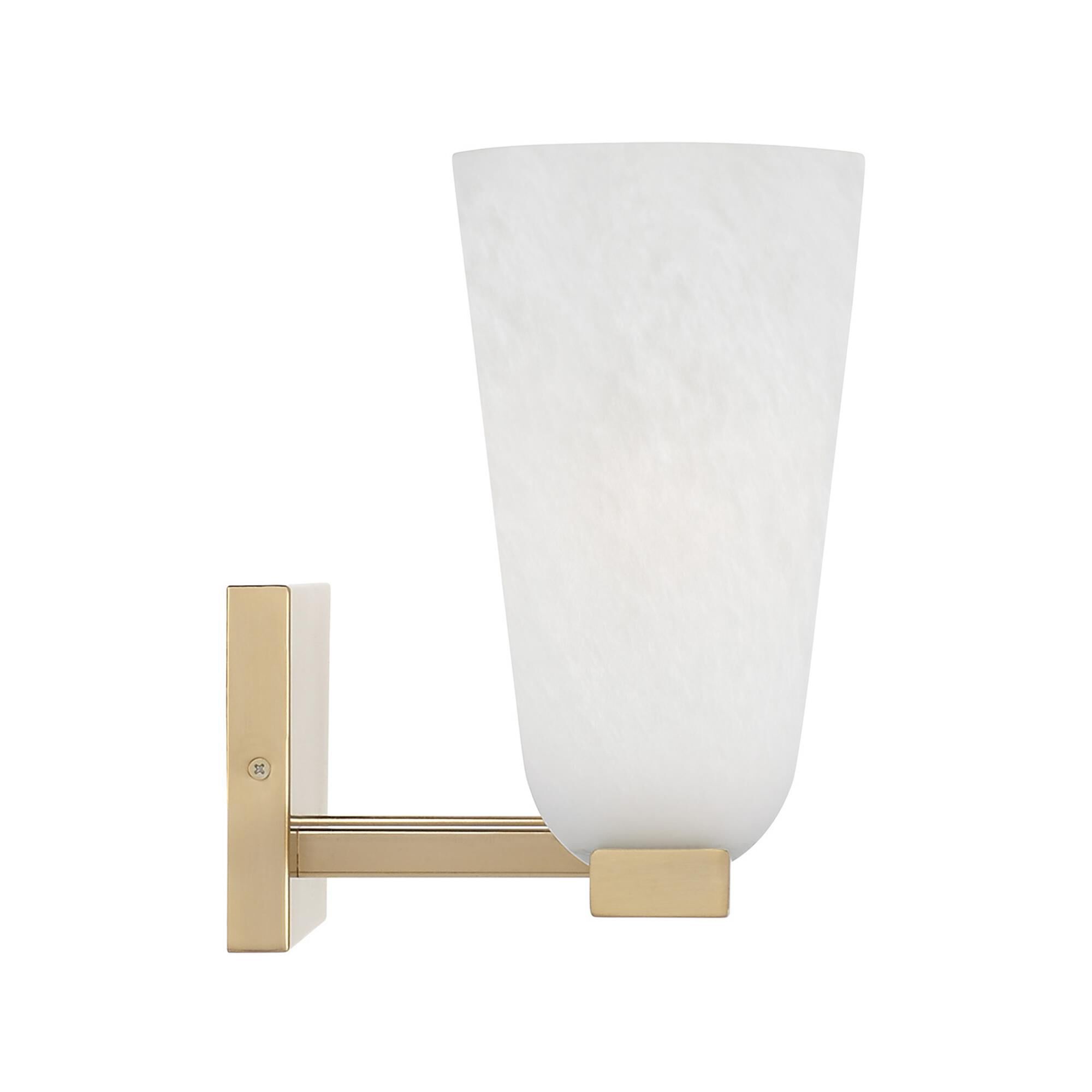 Shown in Matte Brass finish and Faux Alabaster glass
