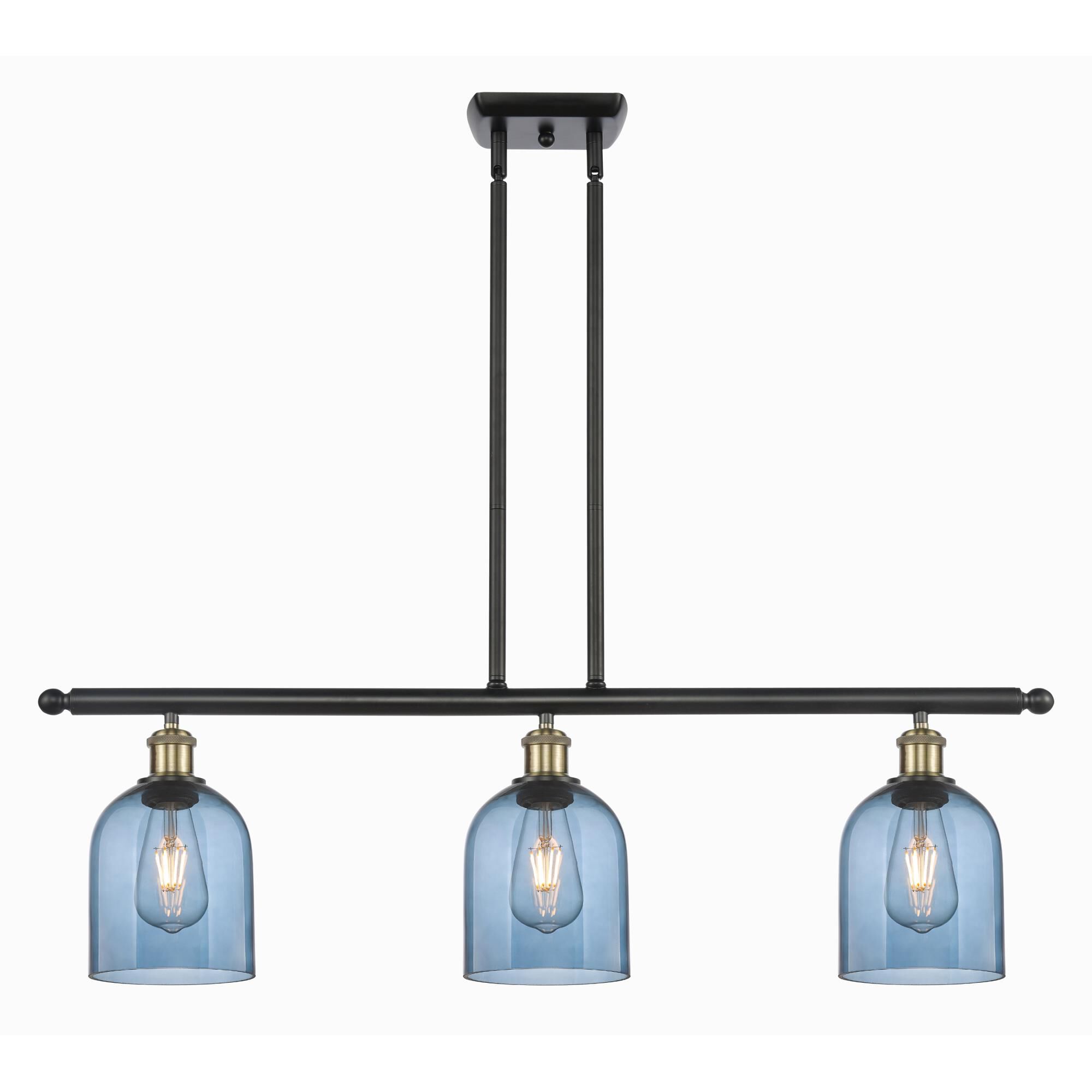 Shown in Black Antique Brass finish and Princess Blue glass
