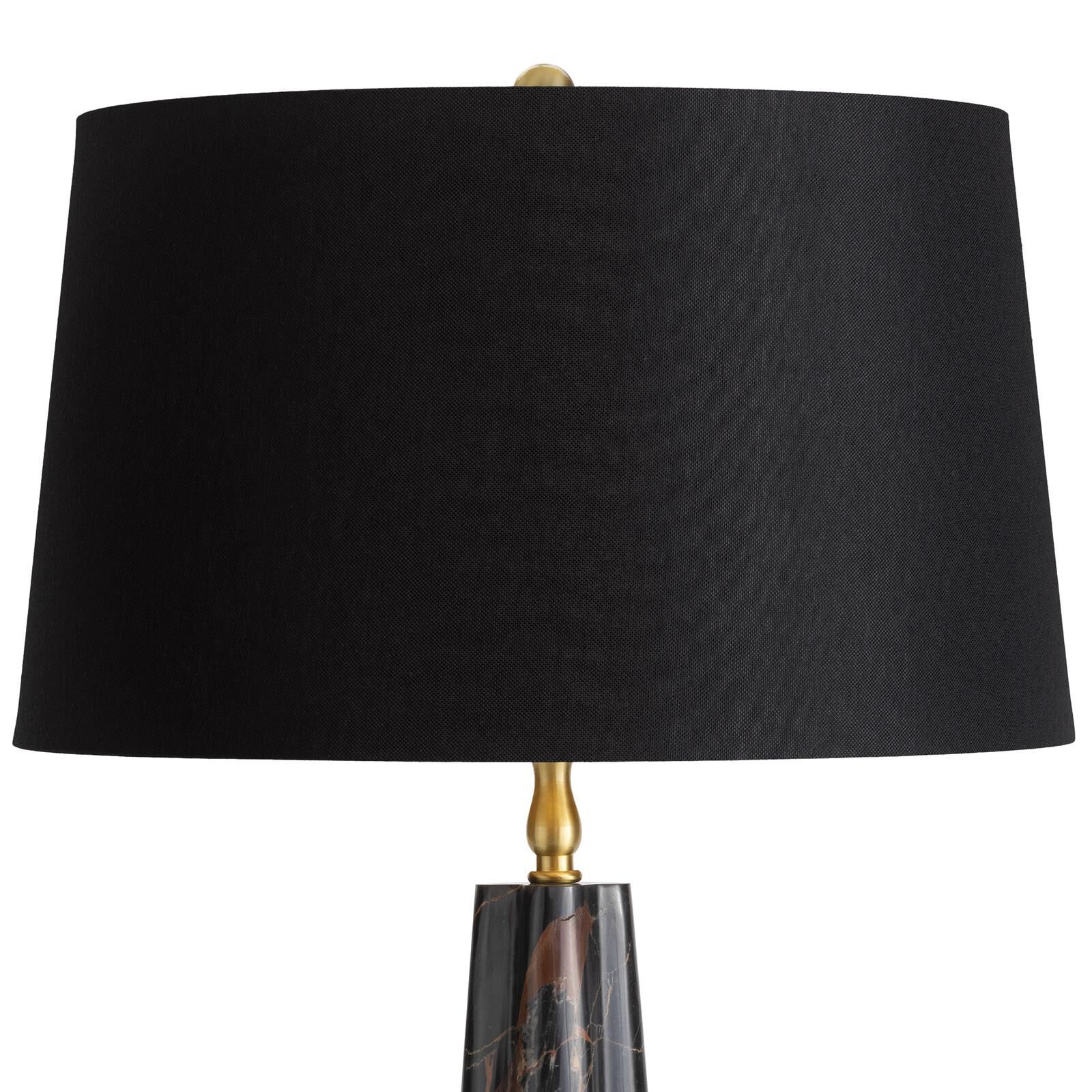 Shown in Black finish and Linen shade