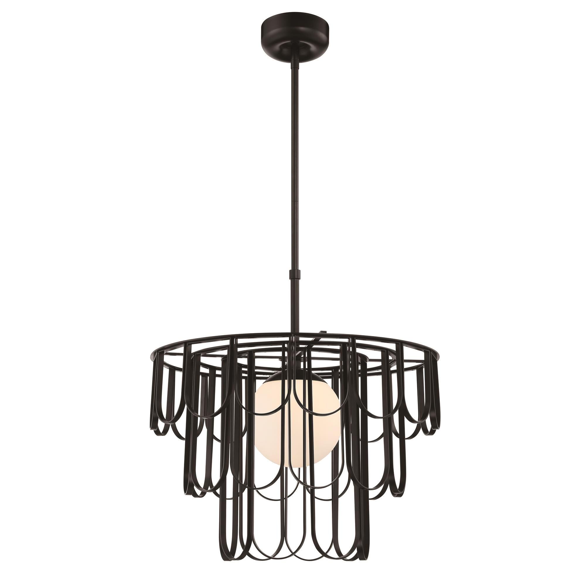 Shown in Flat Black finish and White Frosted glass and Glass shade