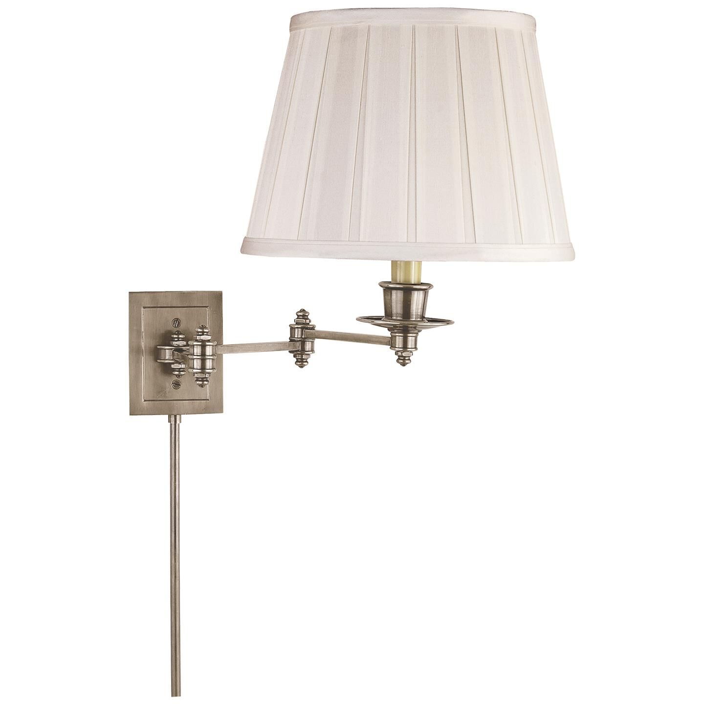 Shown in Antique Nickel finish and Silk shade