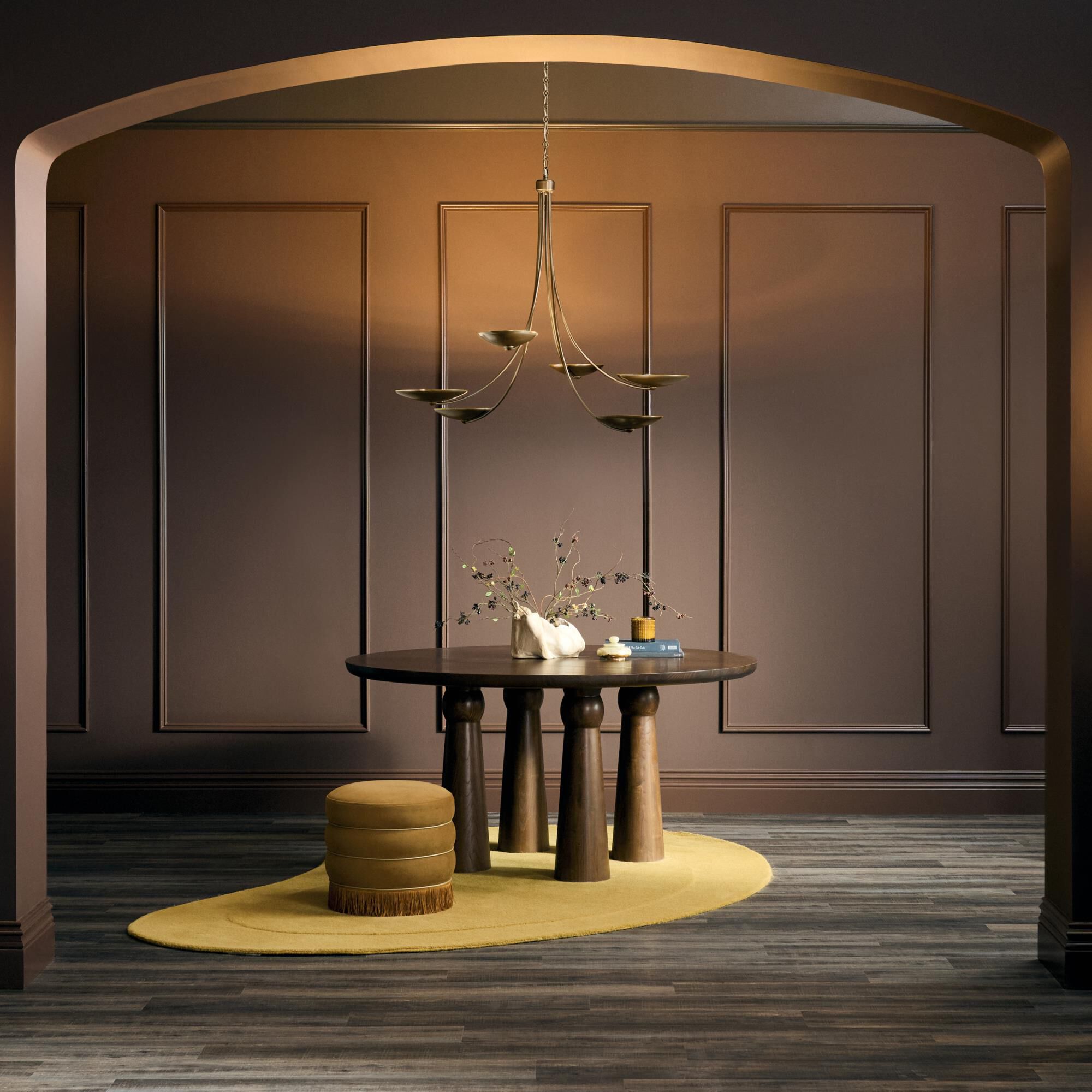 Shown in Lacquered Brass finish and Lacquered Brass and Lacquered Bronze shade