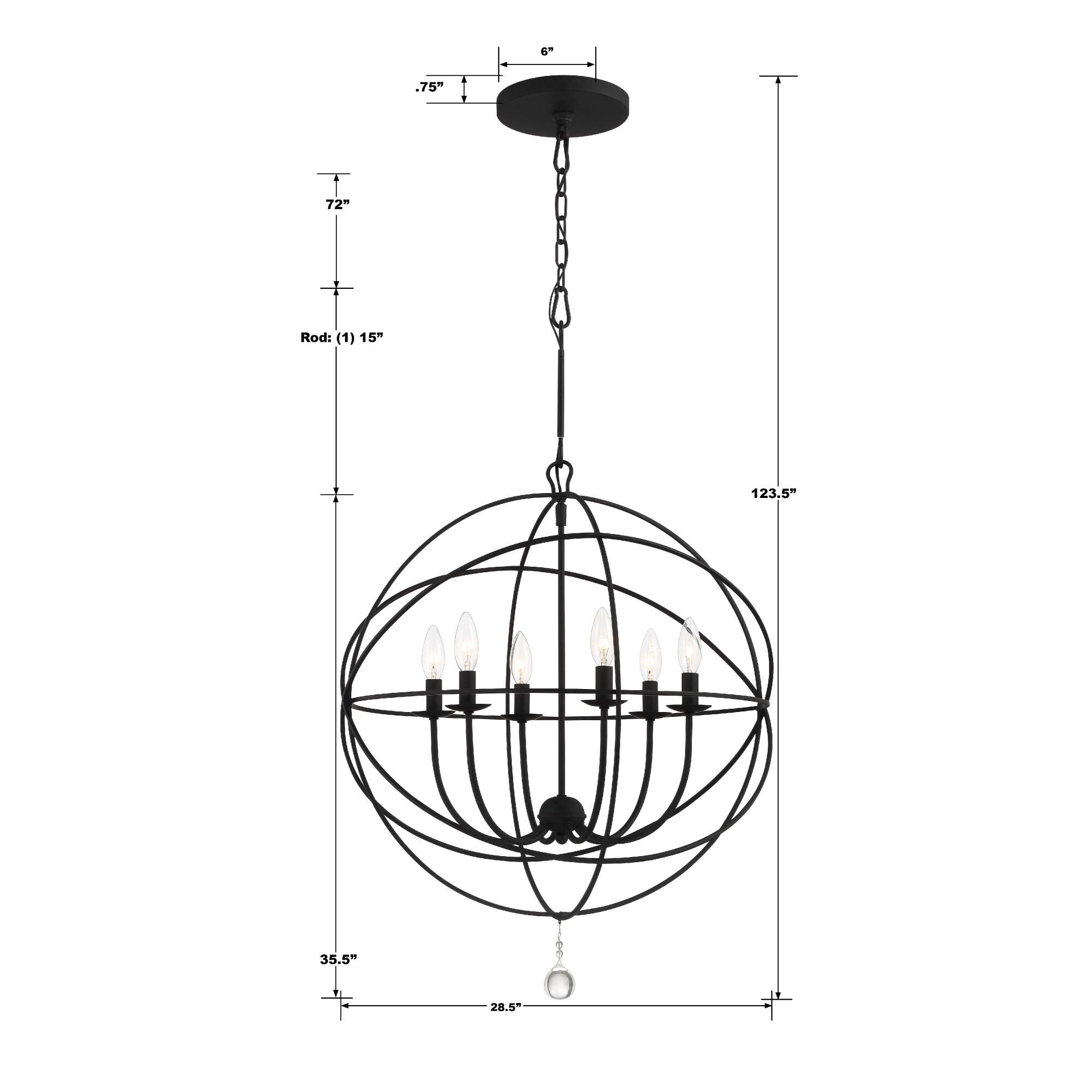 Shown in Black finish and Clear Glass Drops crystal