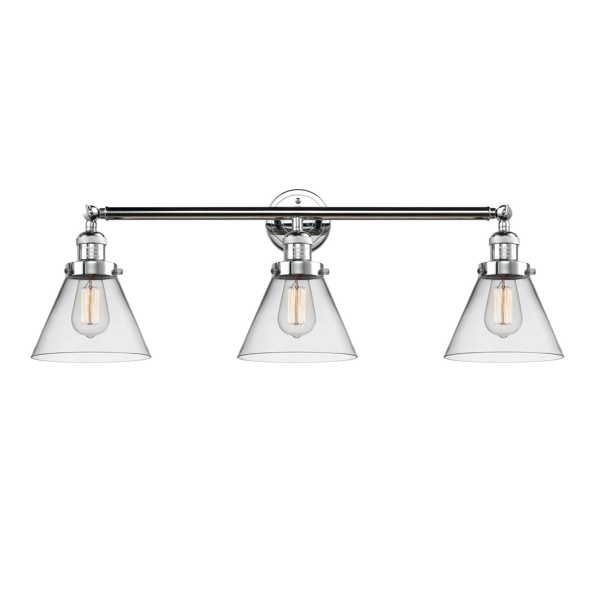 Bruno Marashlian Large Cone 32 Inch 3 Light Bath Vanity Light by Innovations Lighting