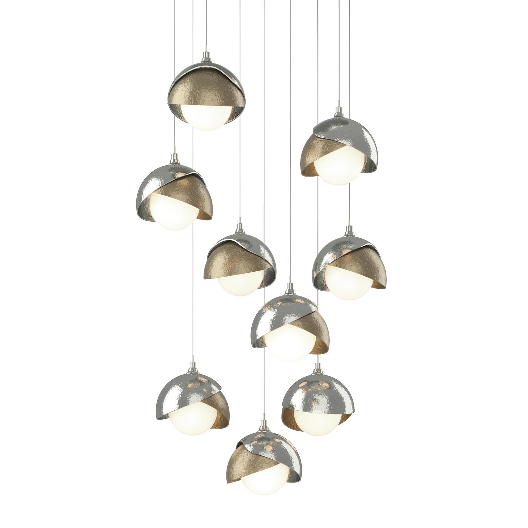 Shown in Sterling finish and Opal glass and Soft Gold accent