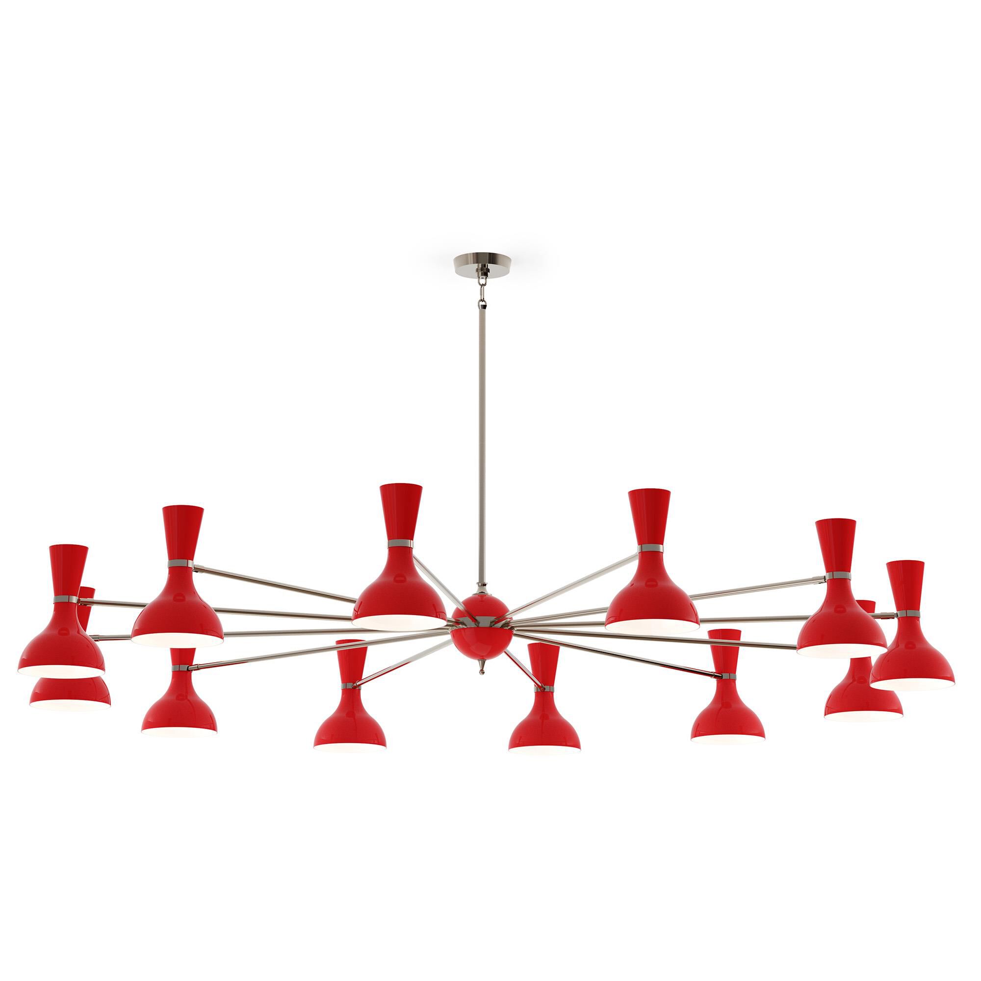 Shown in Polished Nickel finish and Ruby Red shade
